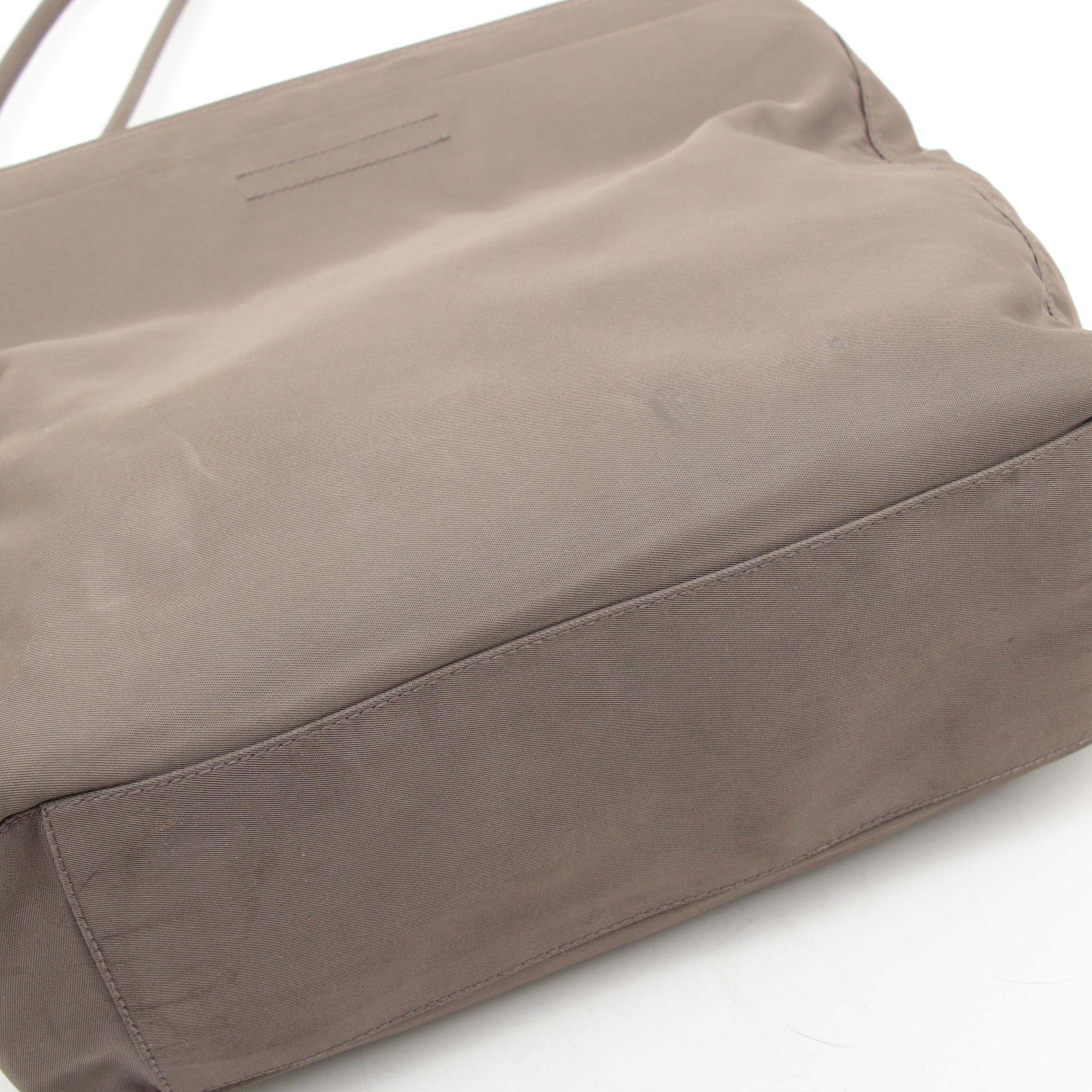 Prada Tessuto Nylon Zip Top Shoulder Bag in Taupe