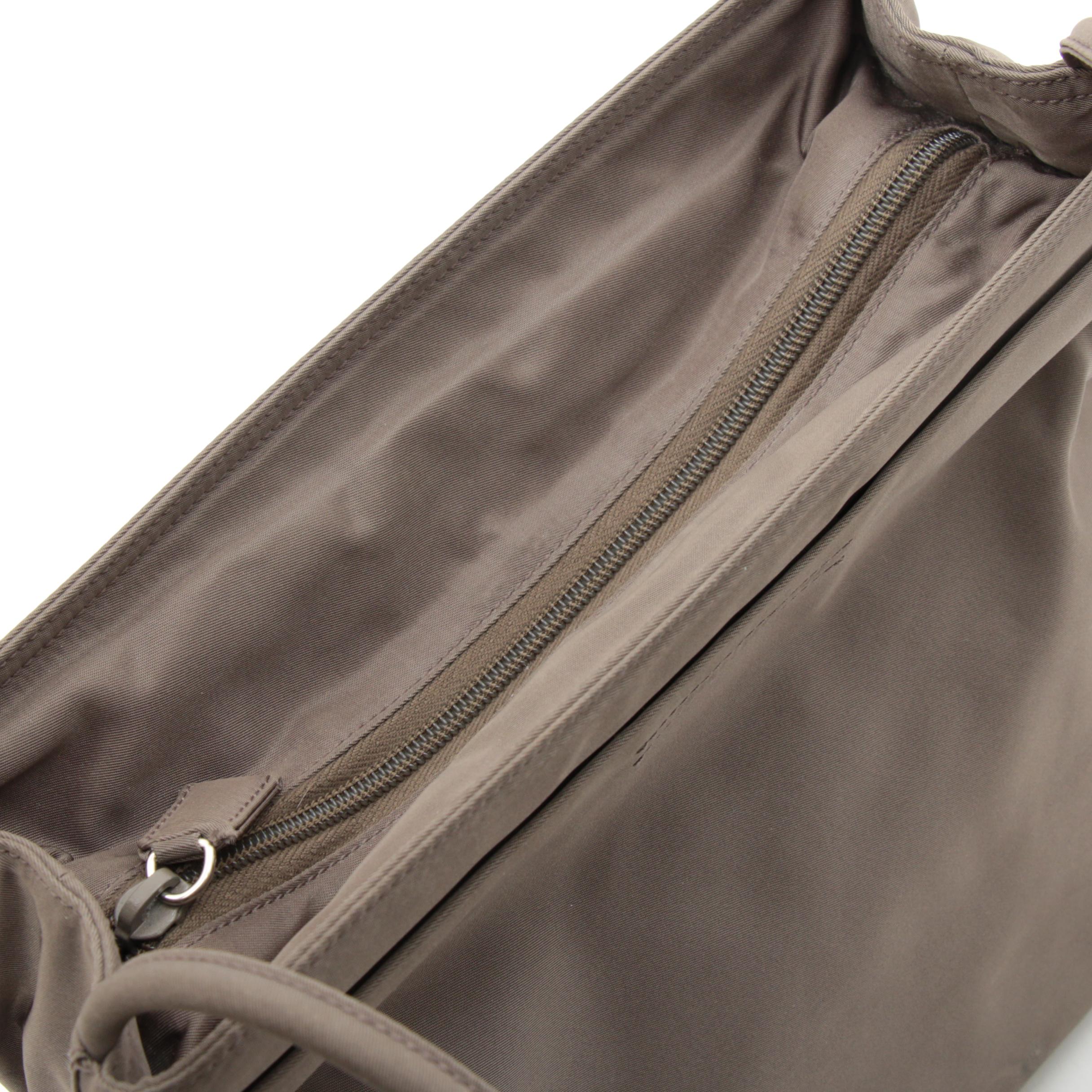 Prada Tessuto Nylon Zip Top Shoulder Bag in Taupe