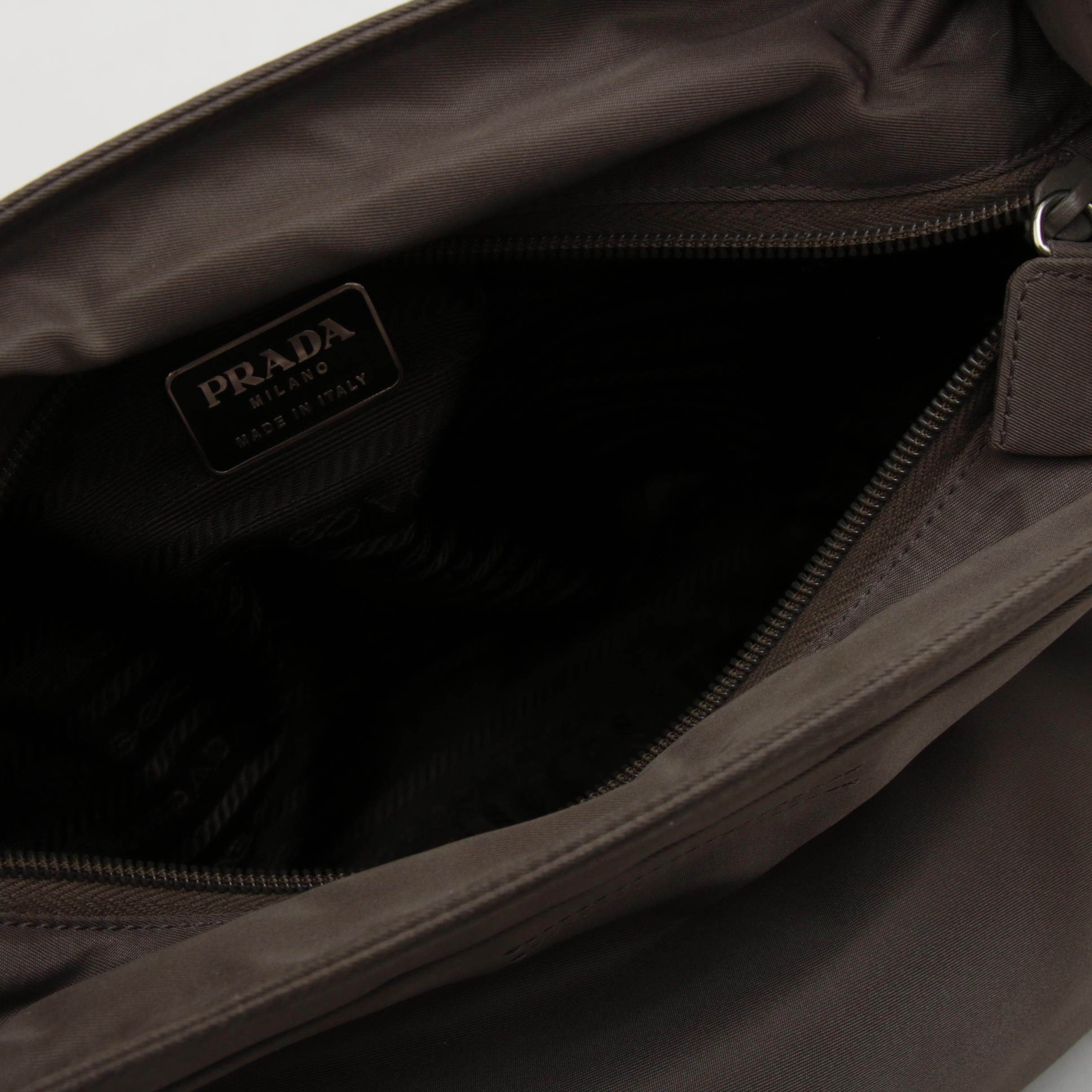 Prada Tessuto Nylon Zip Top Shoulder Bag in Taupe