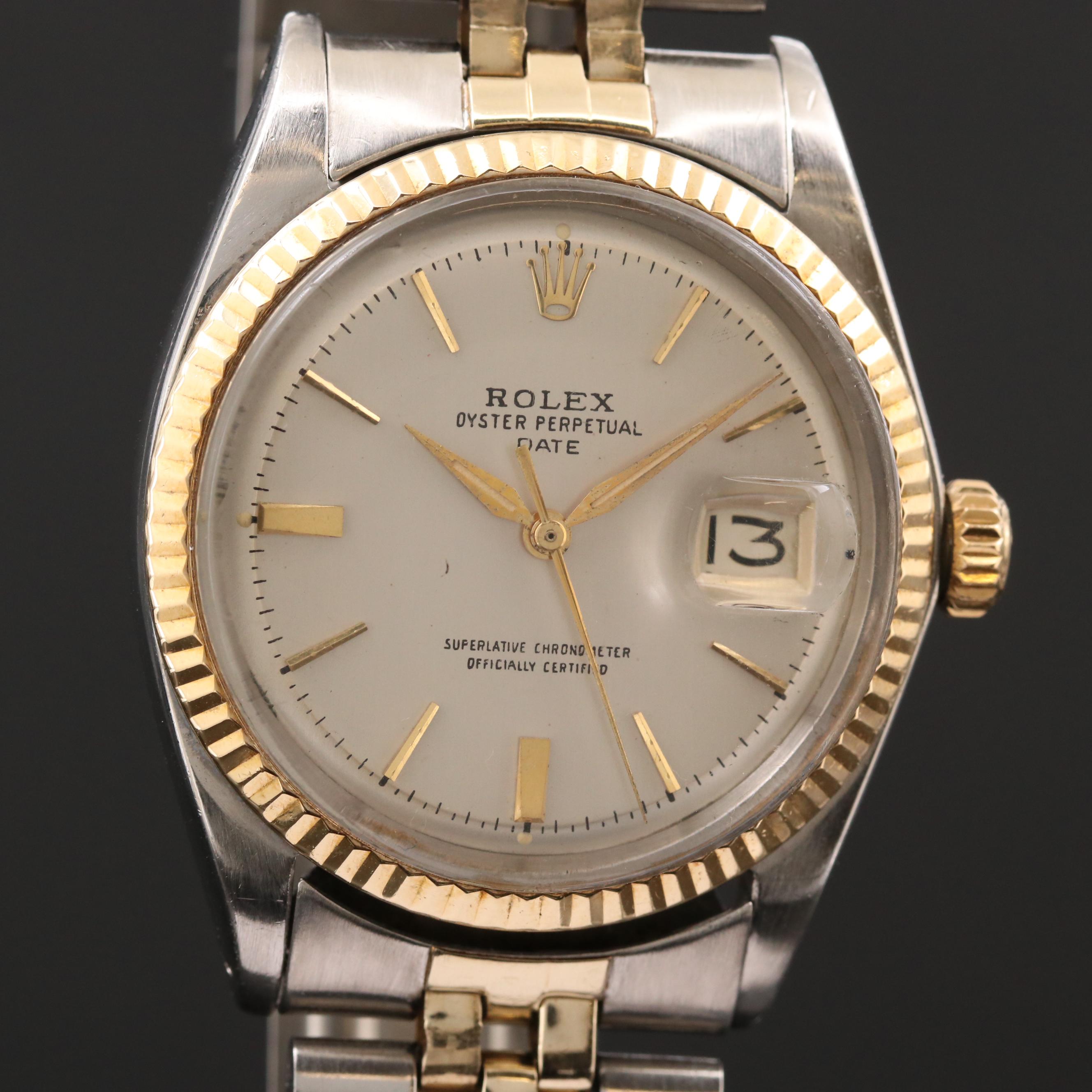 Vintage Rolex Datejust 14K Gold and Stainless Steel Watch, 1965