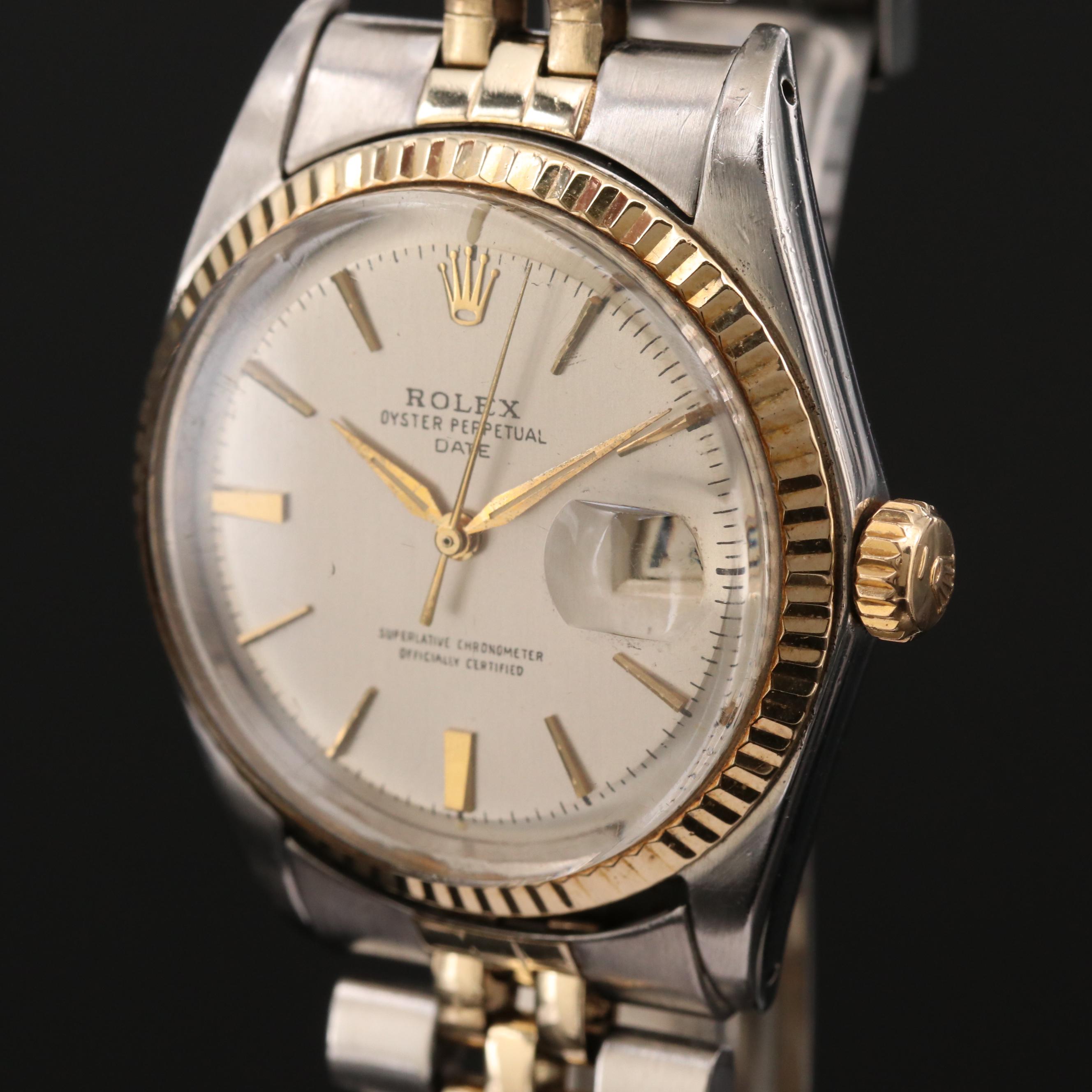 Vintage Rolex Datejust 14K Gold and Stainless Steel Watch, 1965