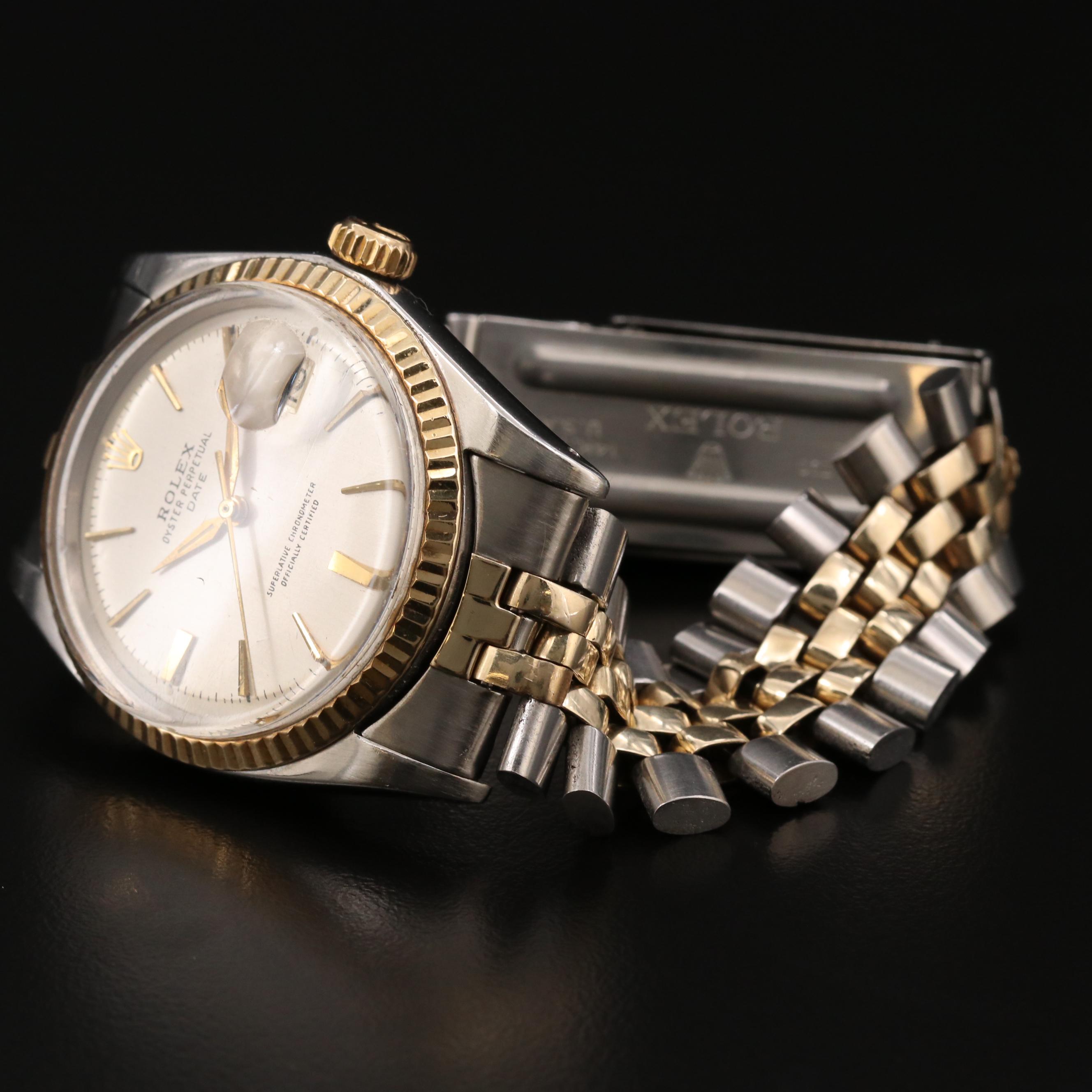 Vintage Rolex Datejust 14K Gold and Stainless Steel Watch, 1965