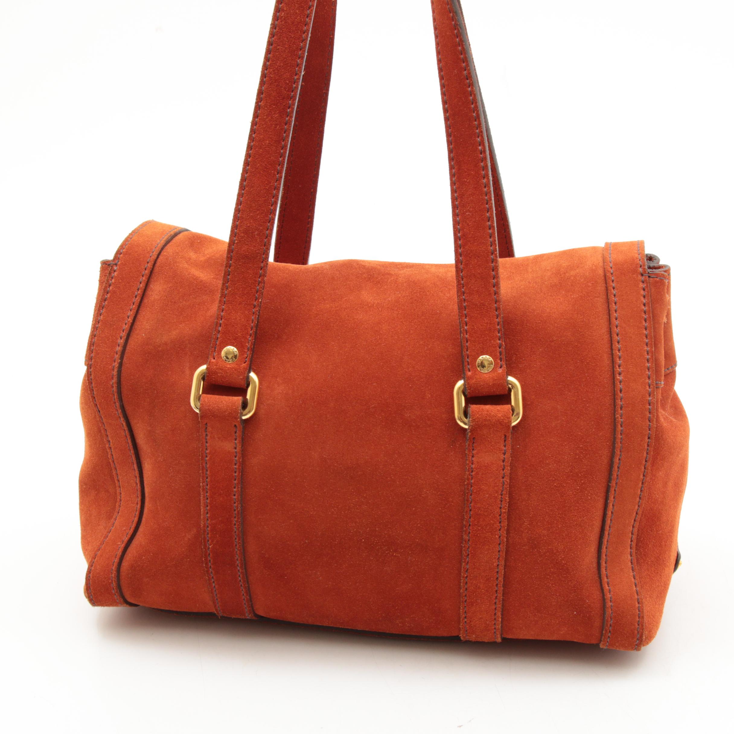 Prada Suede Shoulder Bag in Deep Orange