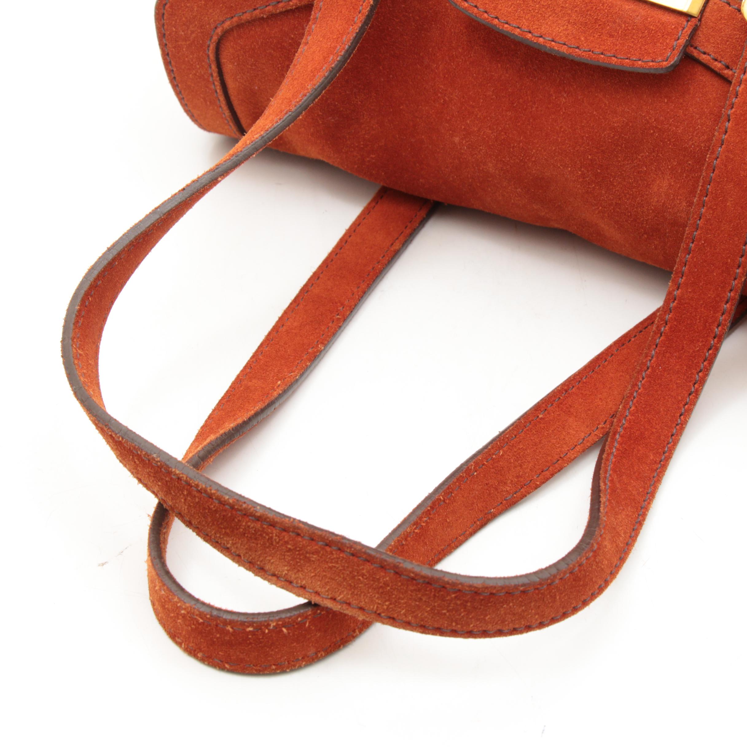 Prada Suede Shoulder Bag in Deep Orange