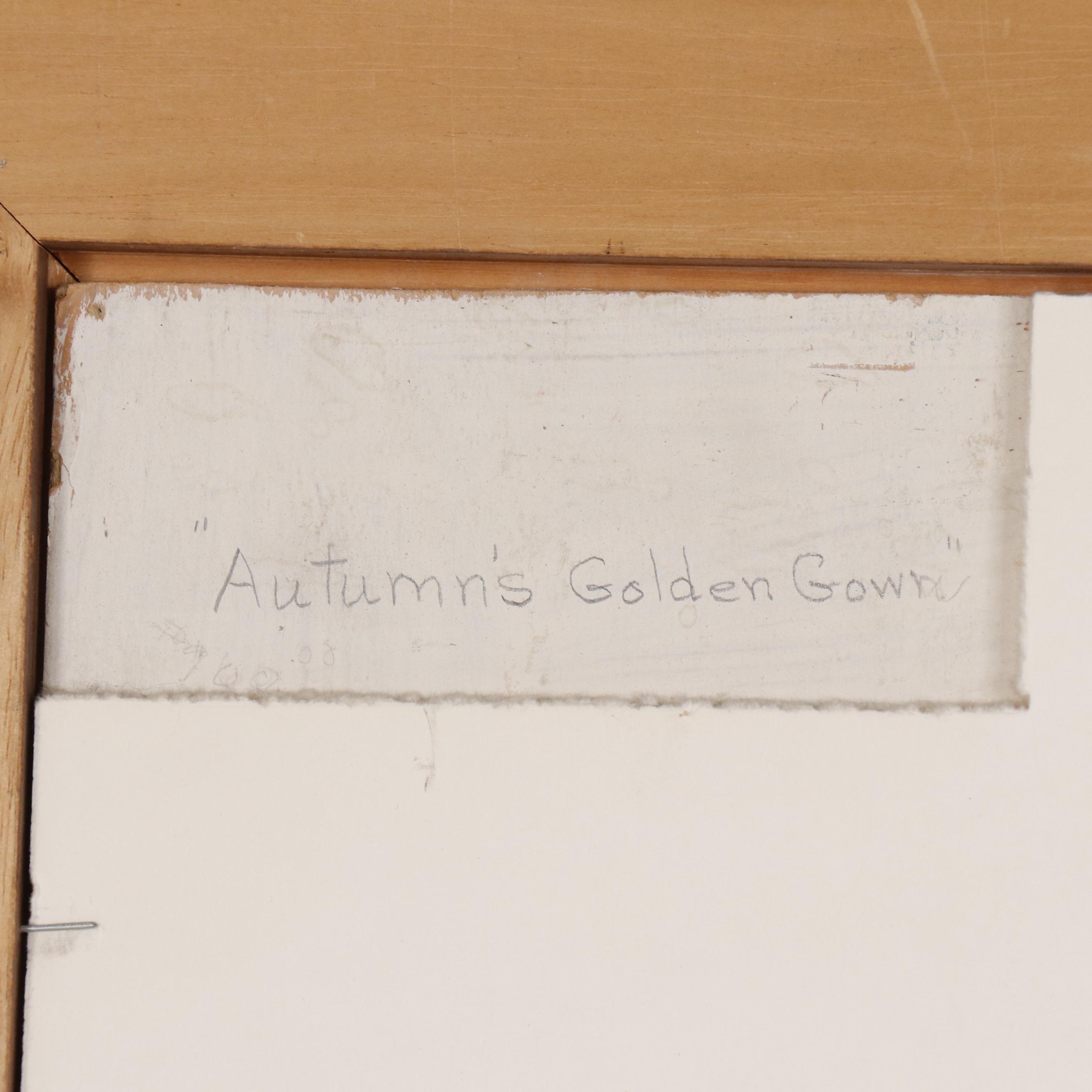 Francis F. Brown Tempera Landscape Painting "Autumn's Golden Gown"