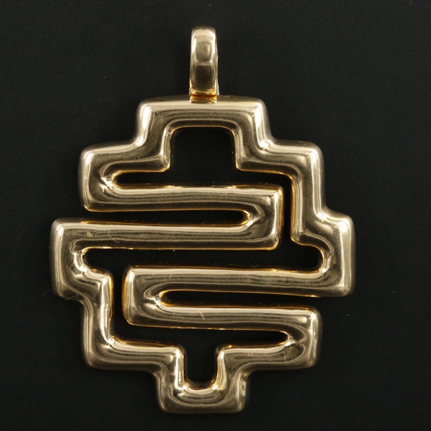 Ilias Lalaounis 18K Yellow Gold Pendant With Labyrinth Motif