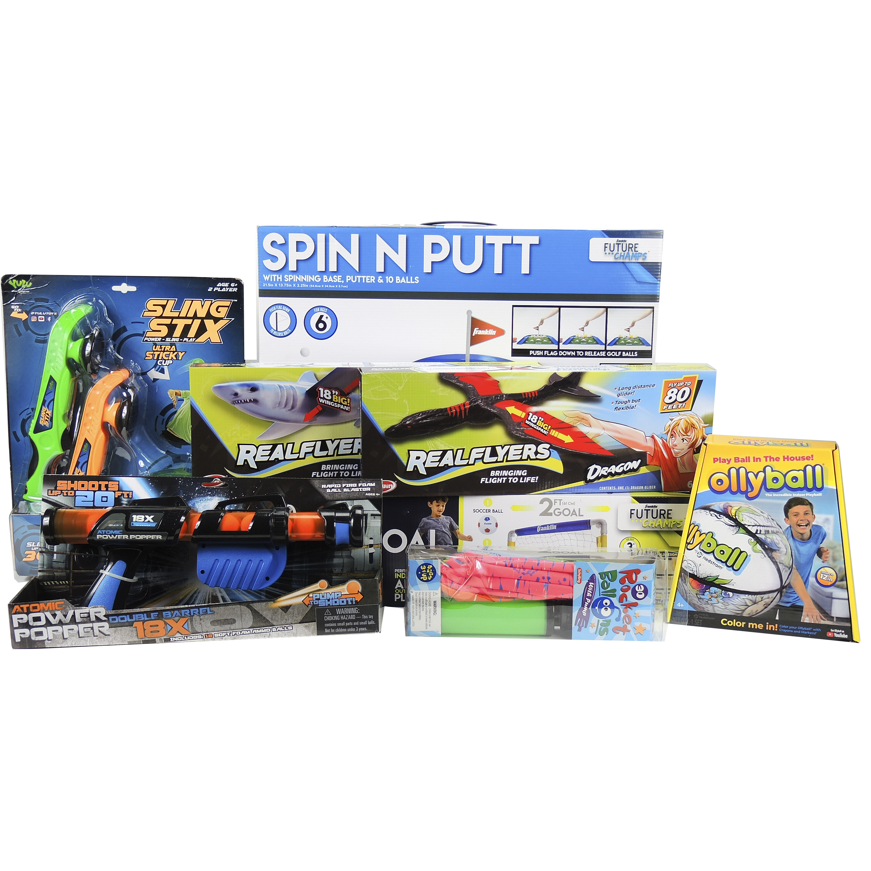 Franklin "Spin N Putt" Set, Yulu "Sling Stix", and Other Toys