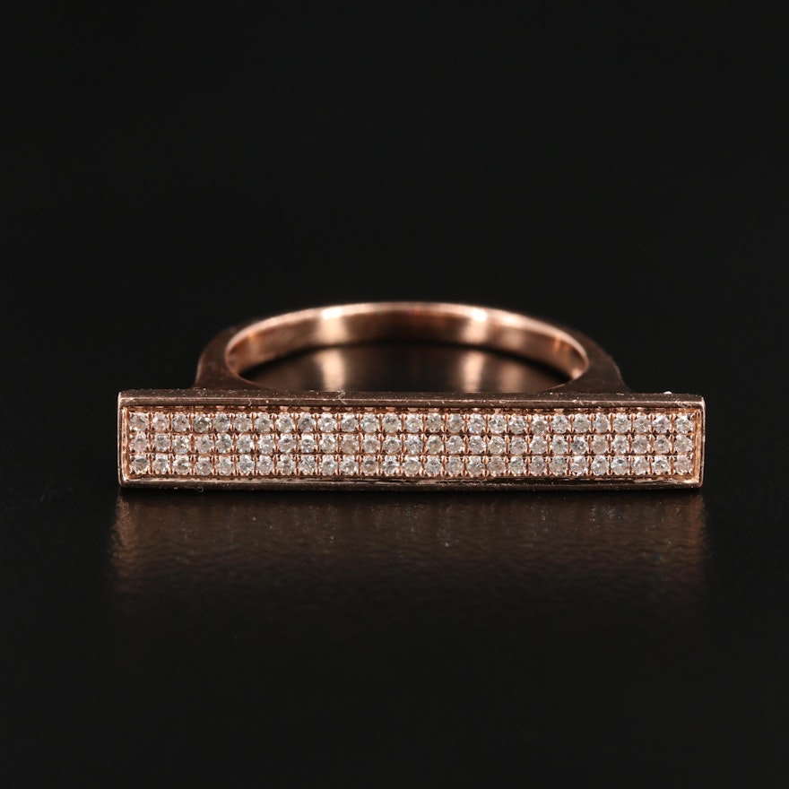 14K Rose Gold Diamond Bar Ring