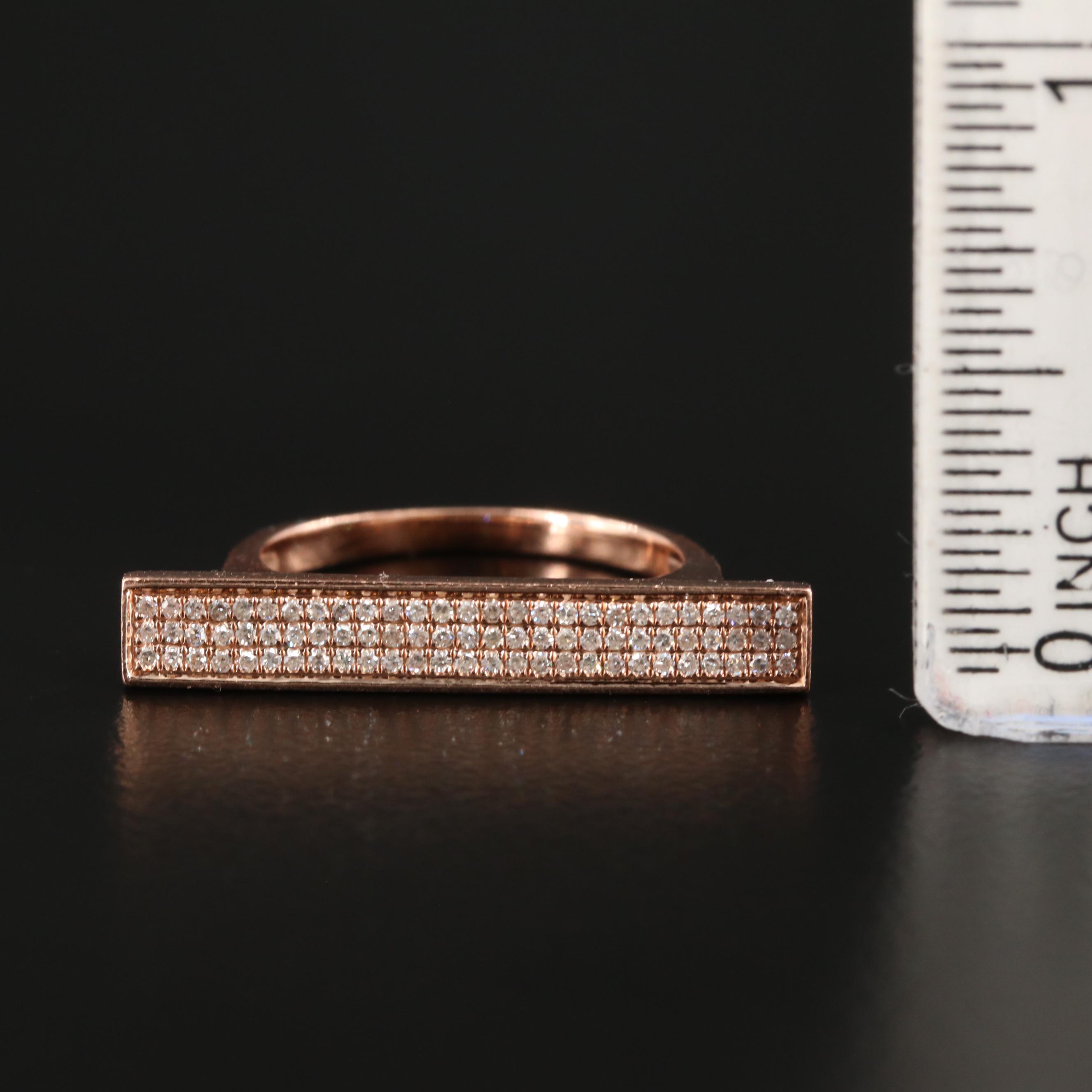 14K Rose Gold Diamond Bar Ring
