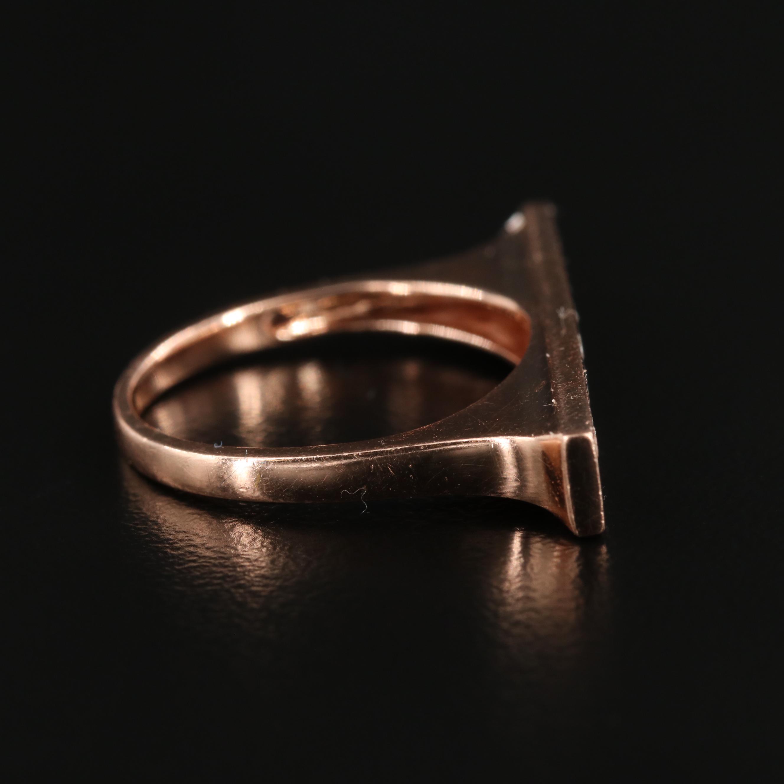 14K Rose Gold Diamond Bar Ring
