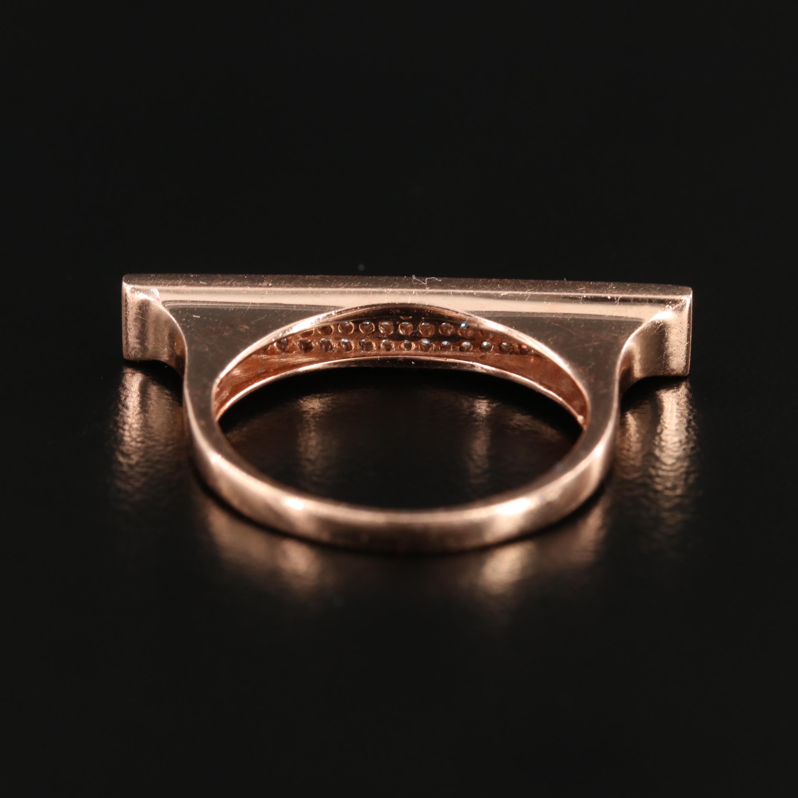 14K Rose Gold Diamond Bar Ring