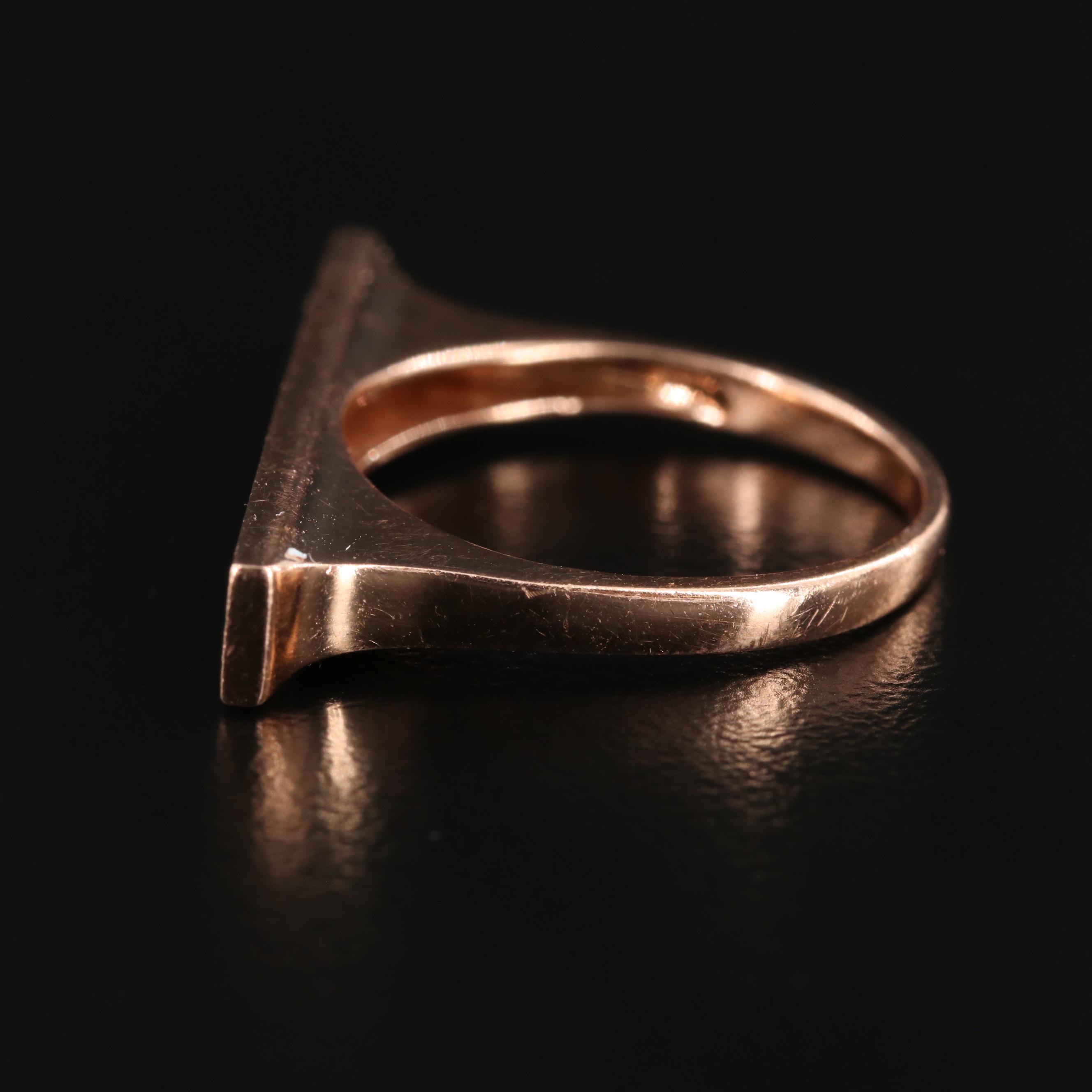 14K Rose Gold Diamond Bar Ring