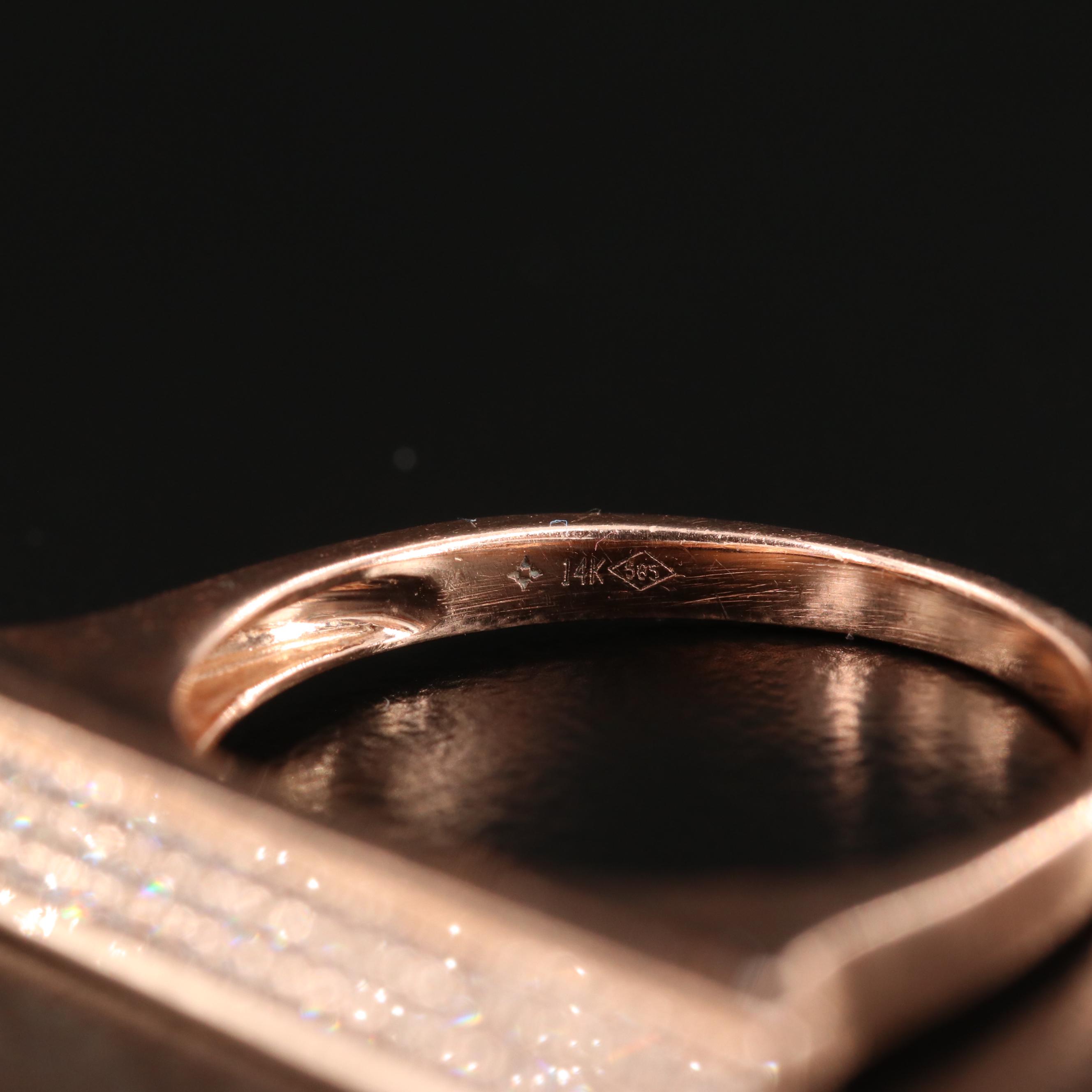 14K Rose Gold Diamond Bar Ring