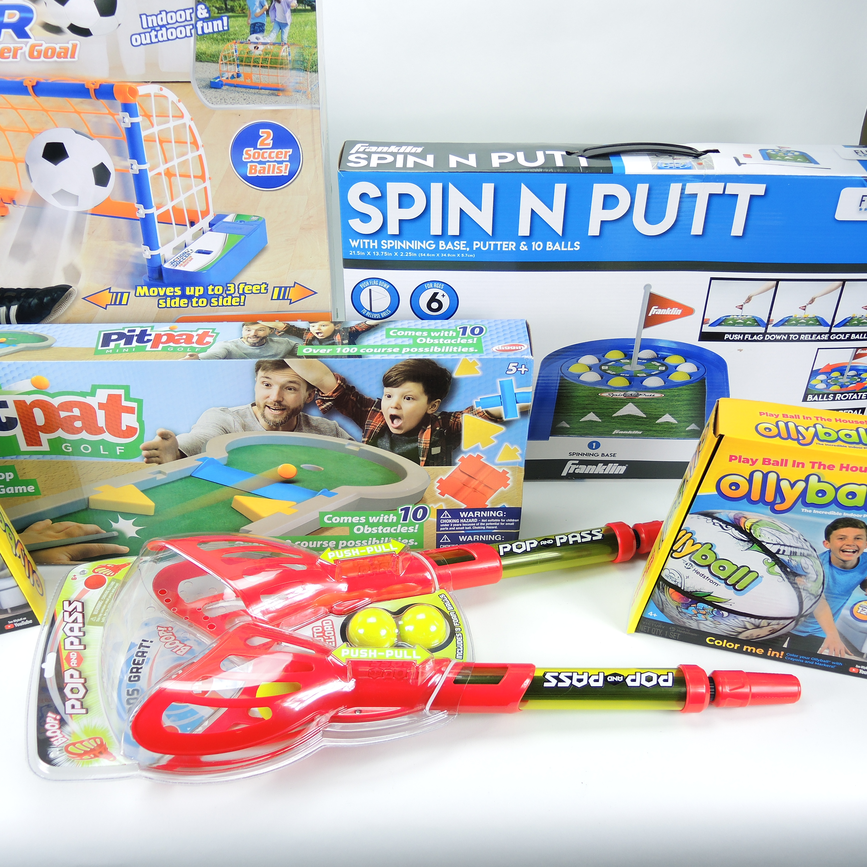 Game Zone Action Soccer Goal, Franklin Spin N Putt Game, and More