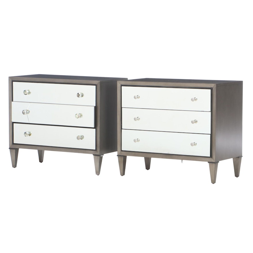 Pair of Lexington "Divonne" Mirrored Nightstands, Contemporary