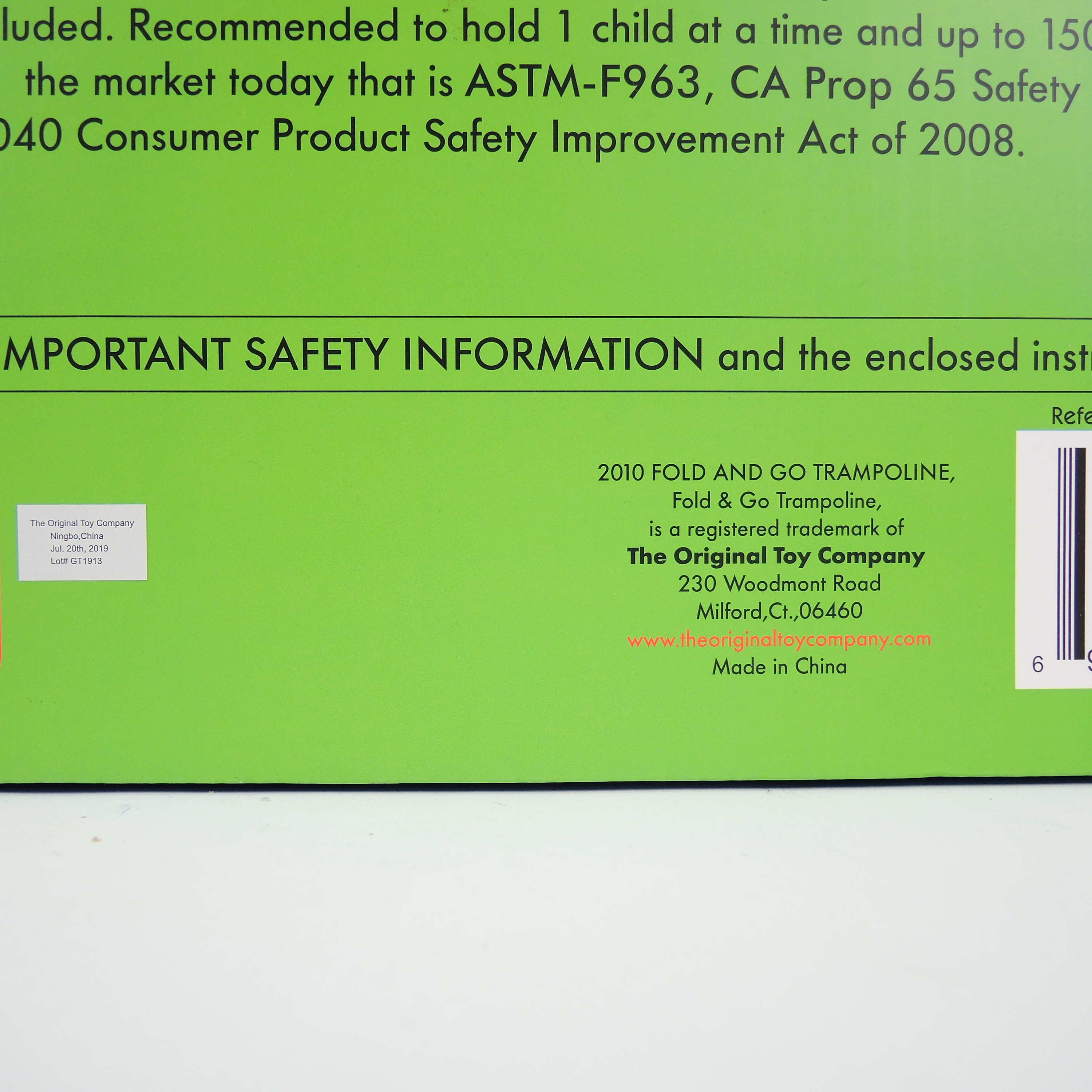 The Original Toy Company Fold & Go Trampoline