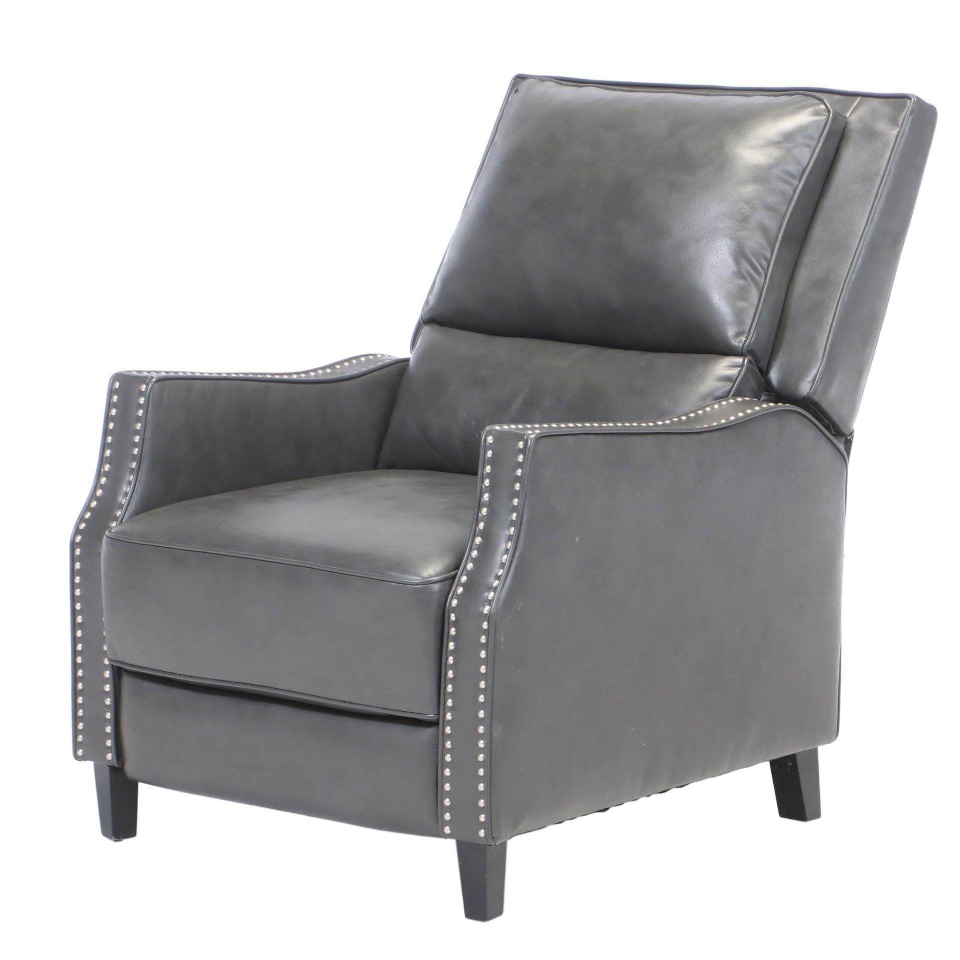 Vinyl Upholstered Recliner with Nailhead Detail