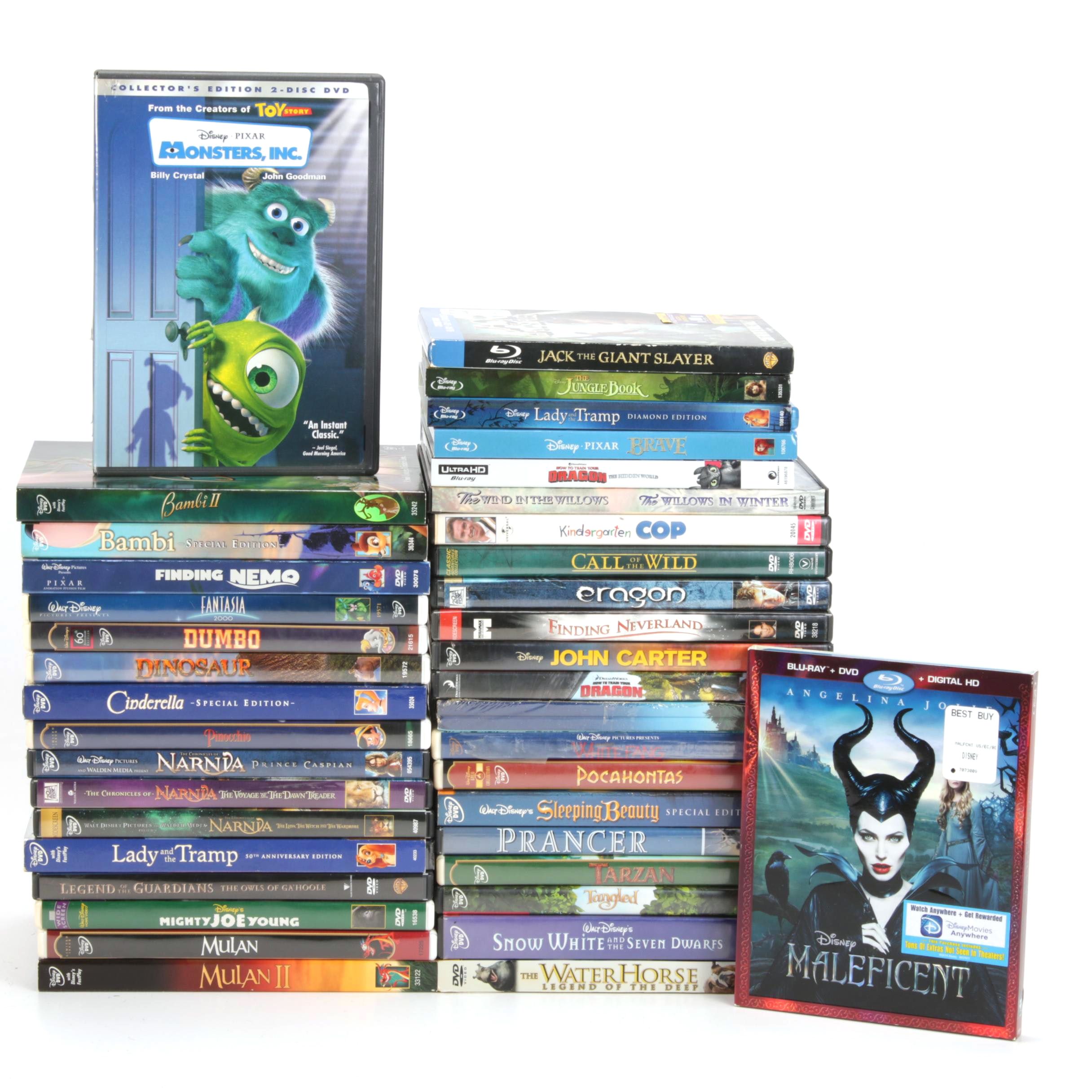 Disney and Children's DVDs Including "Maleficent" "Monsters Inc." and Others