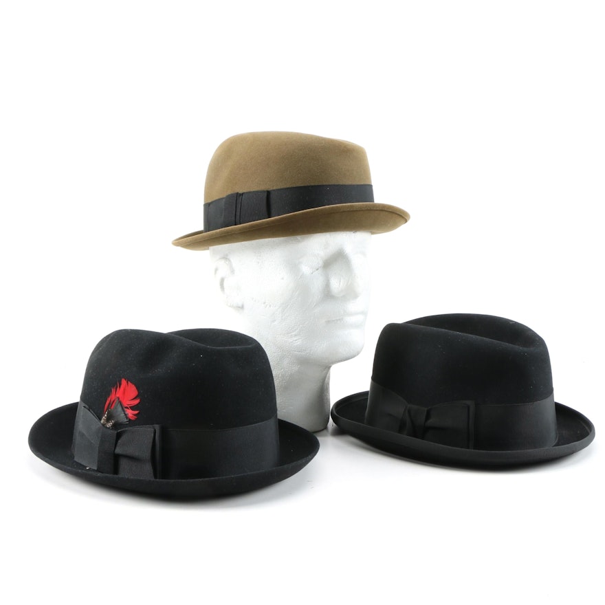 Thomas Begg Zenith, Sutton and Coronation Felted Wool Trilby and Homburg Hats