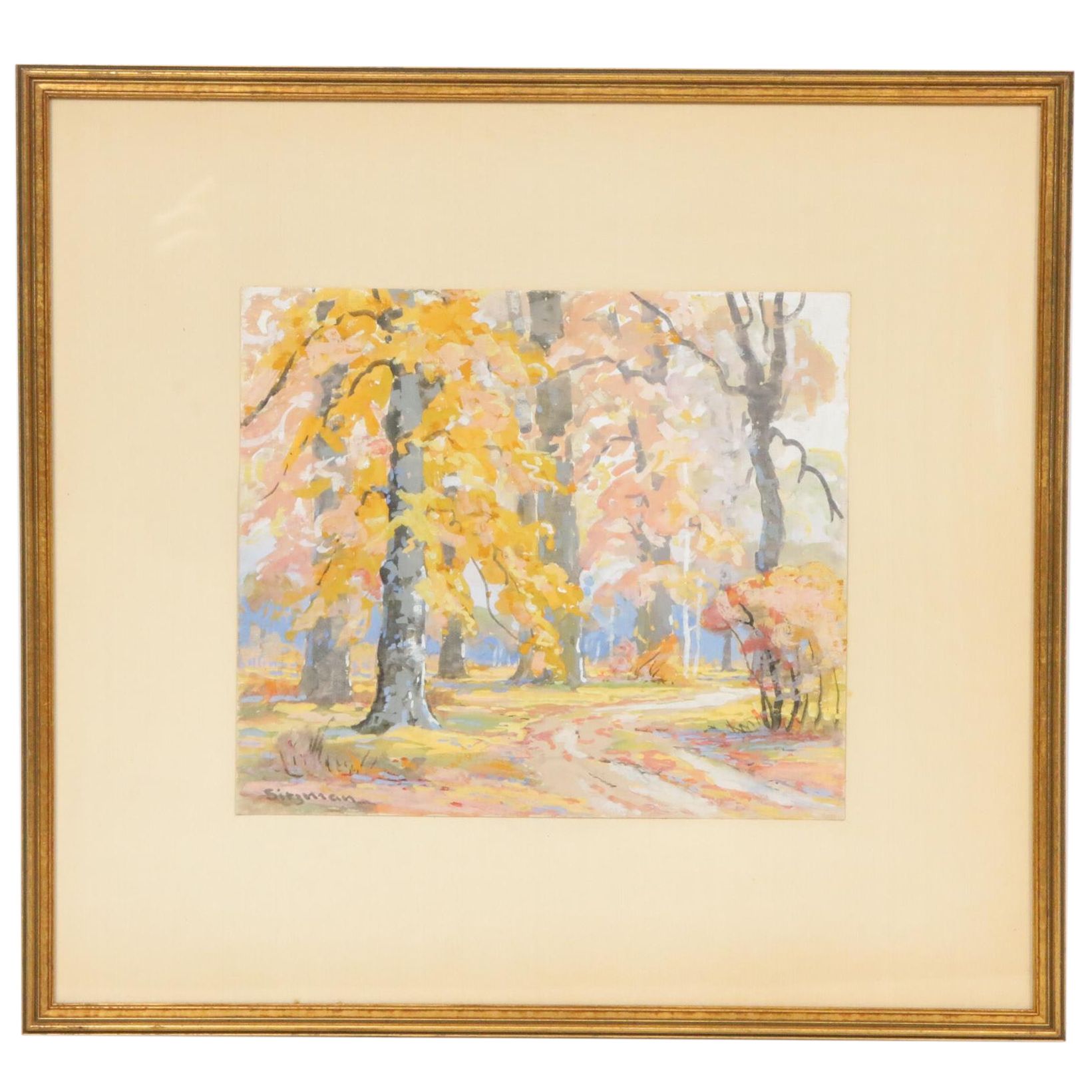 Edward Sitzman Brown County, Indiana Landscape Gouache Painting, circa 1930