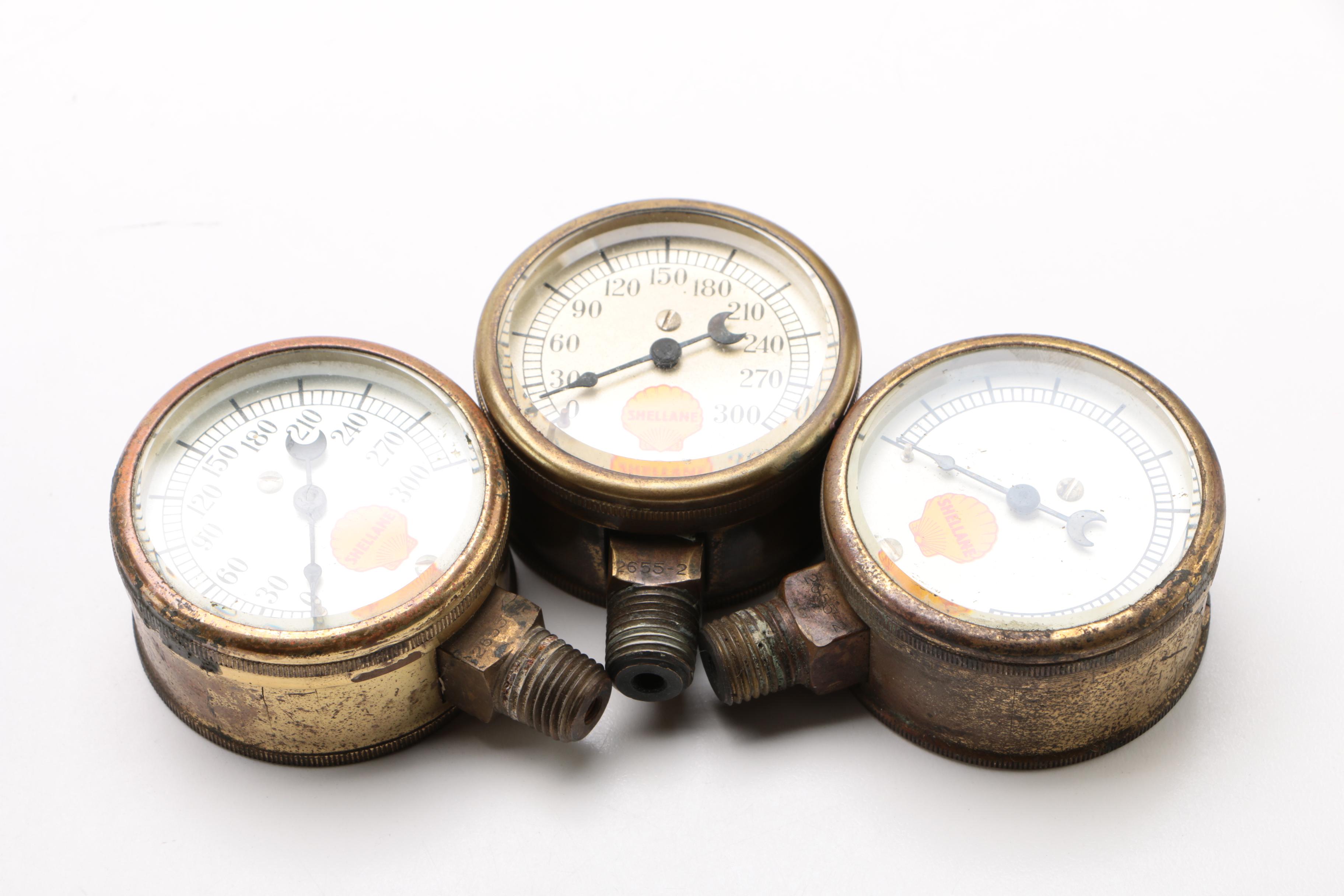 Shellane Propane Tank Gas Gauges, Mid-20th Century