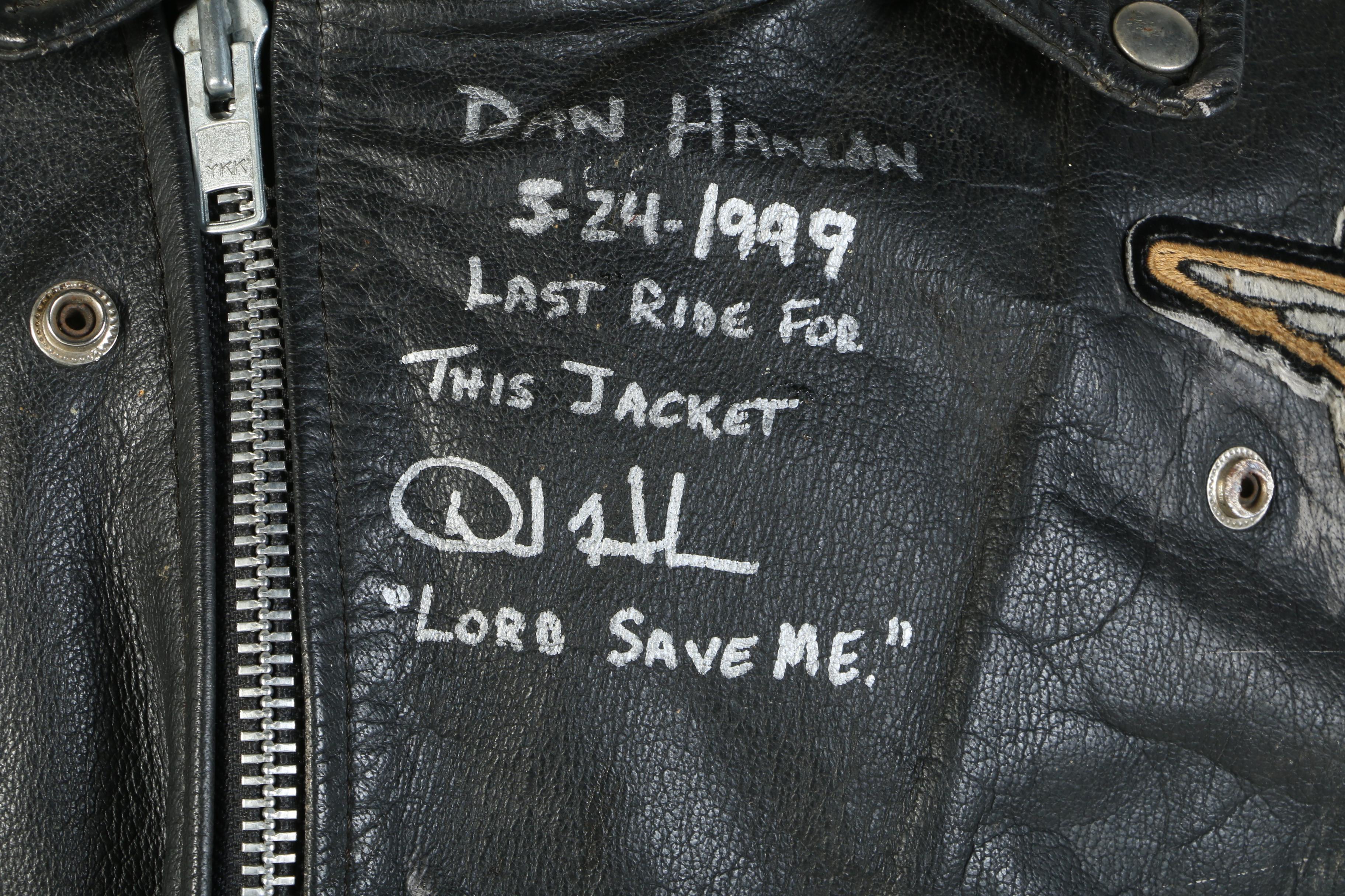 First Motorcycle Jacket Signed by Dan Hanlon, Excelsior-Henderson Motorcycles