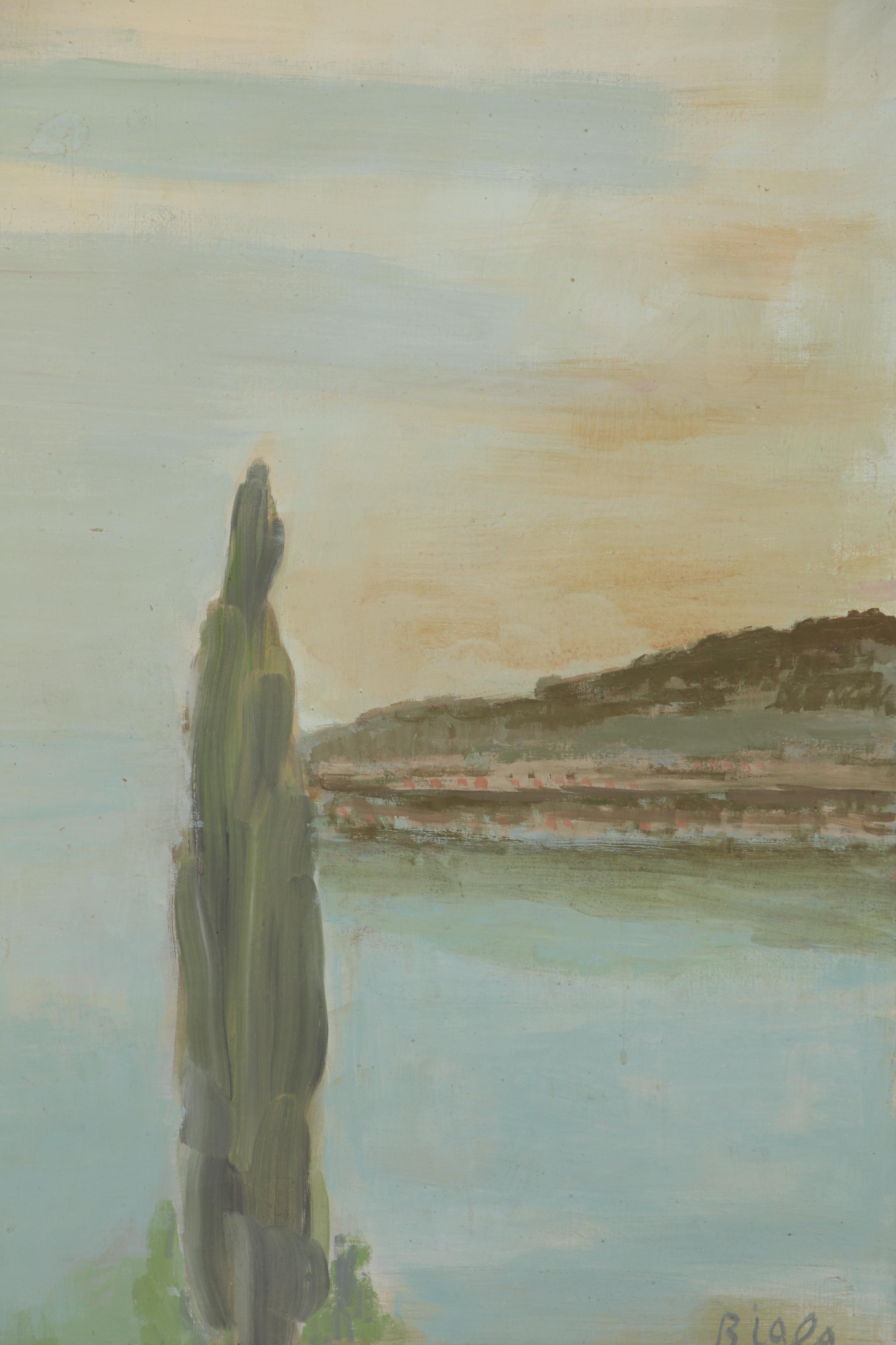 Janice Biala Oil Painting of Mediterranean Cypress, Circa 1960