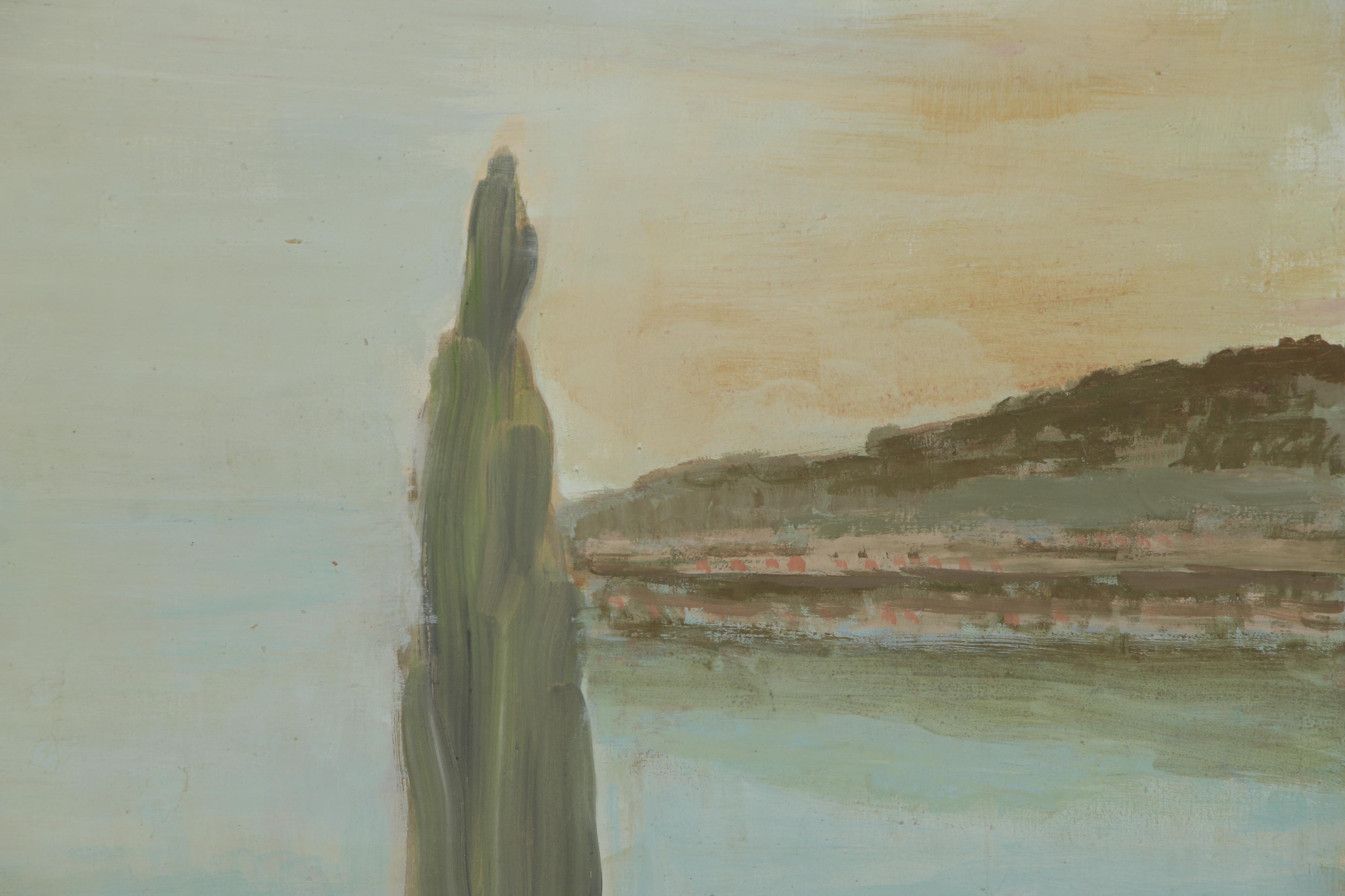 Janice Biala Oil Painting of Mediterranean Cypress, Circa 1960