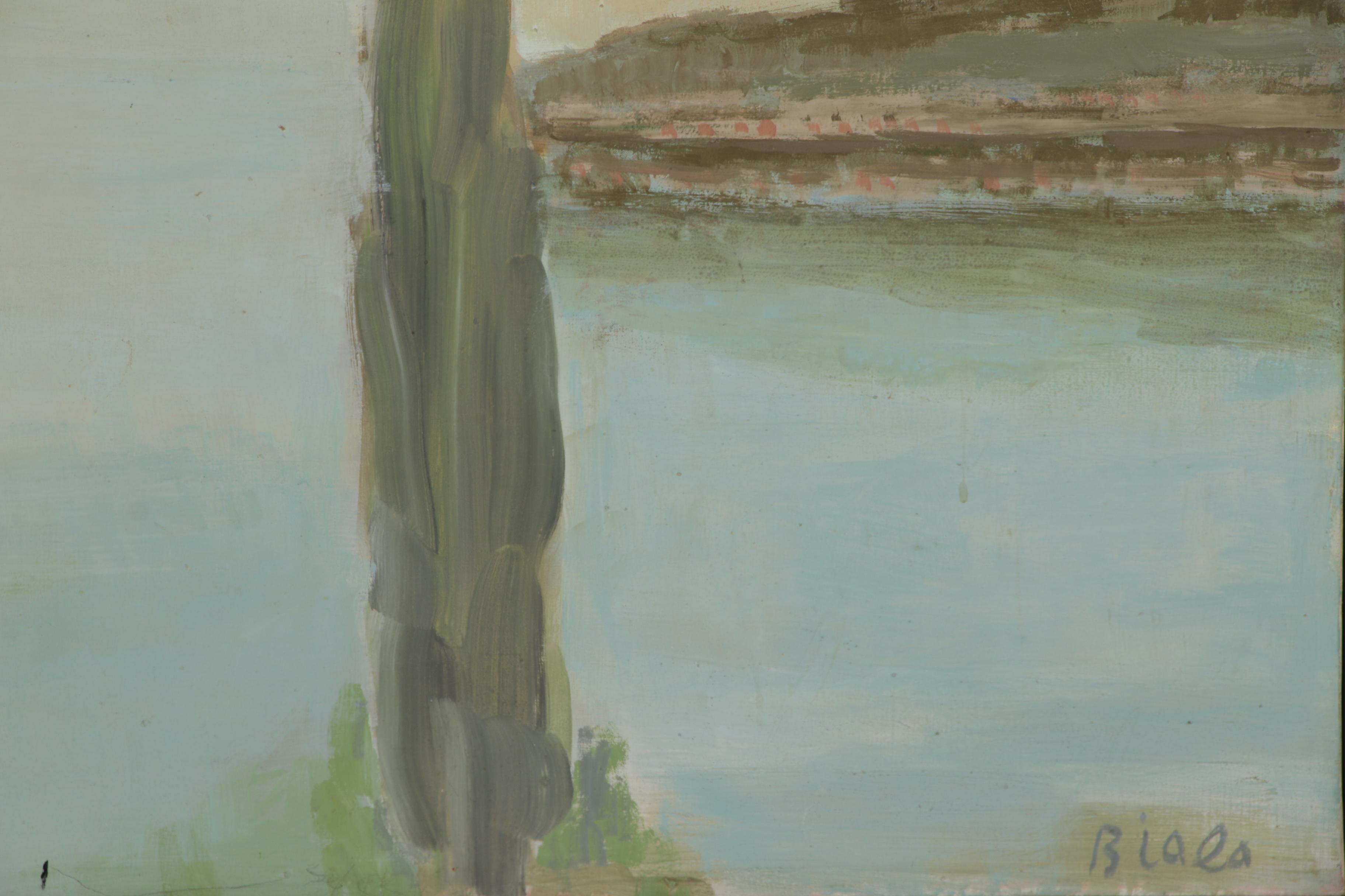 Janice Biala Oil Painting of Mediterranean Cypress, Circa 1960