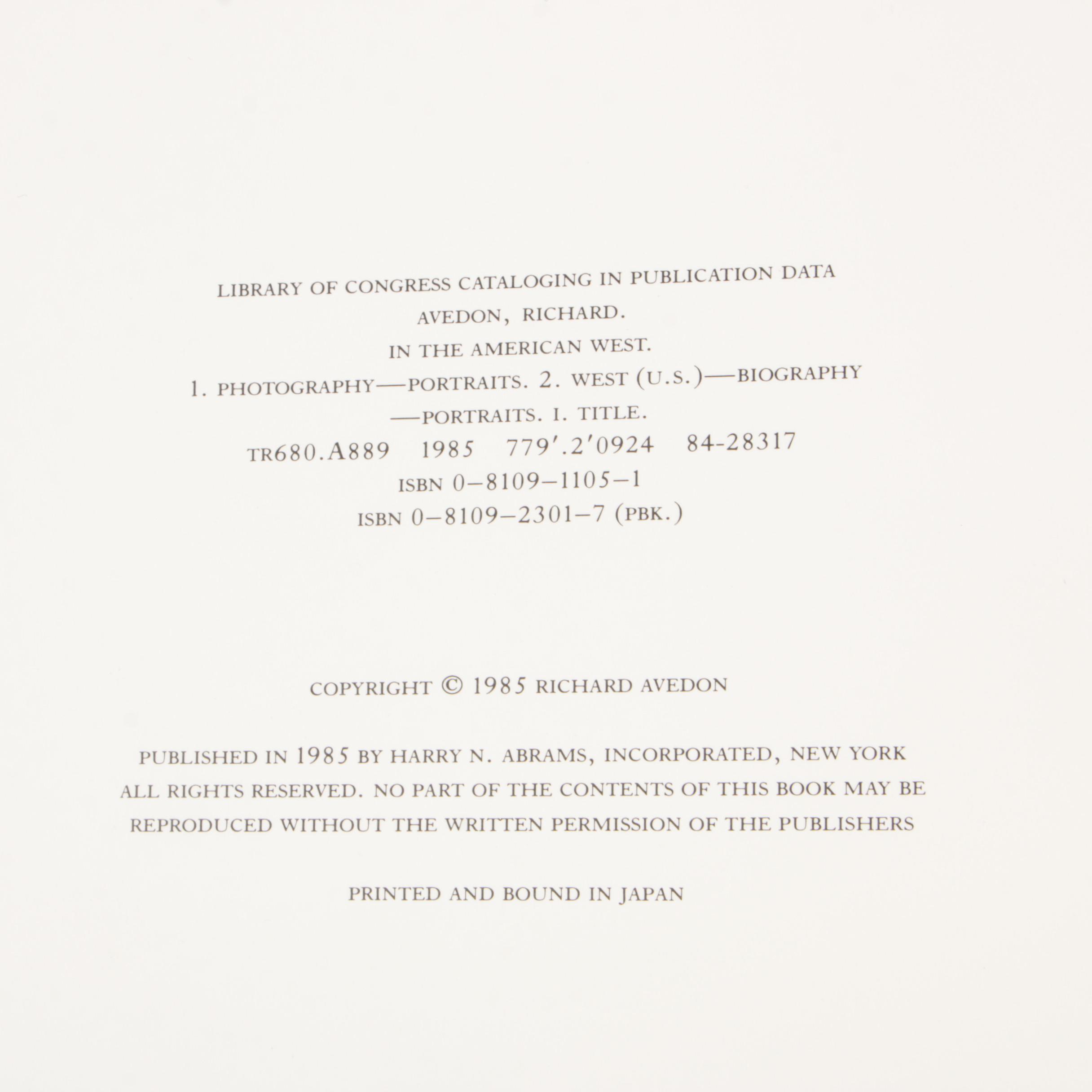 Richard Avedon Photography Books "Observations", "Portraits" and "American West"