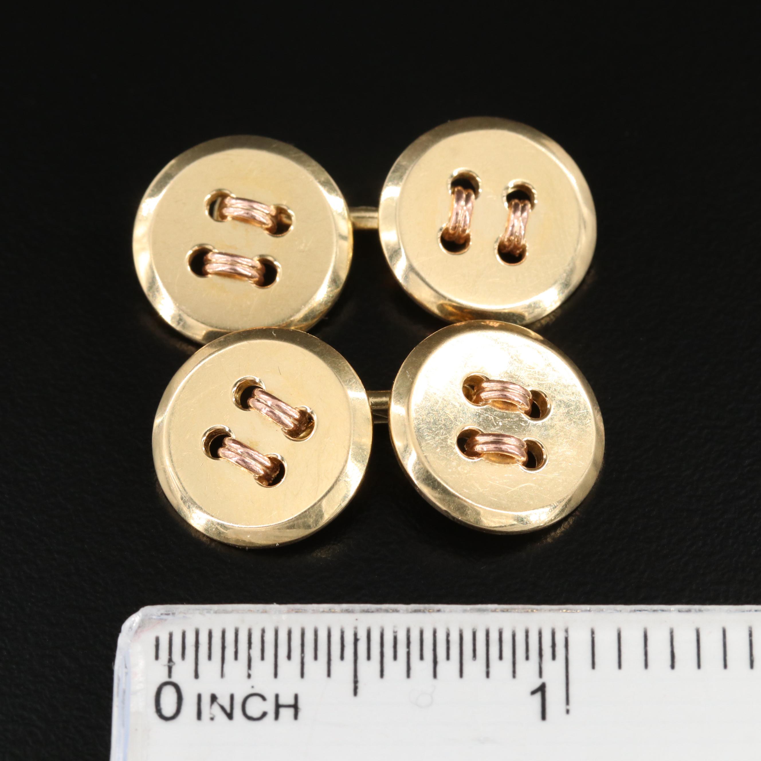 Cartier 14K Double Sided Button Cufflinks