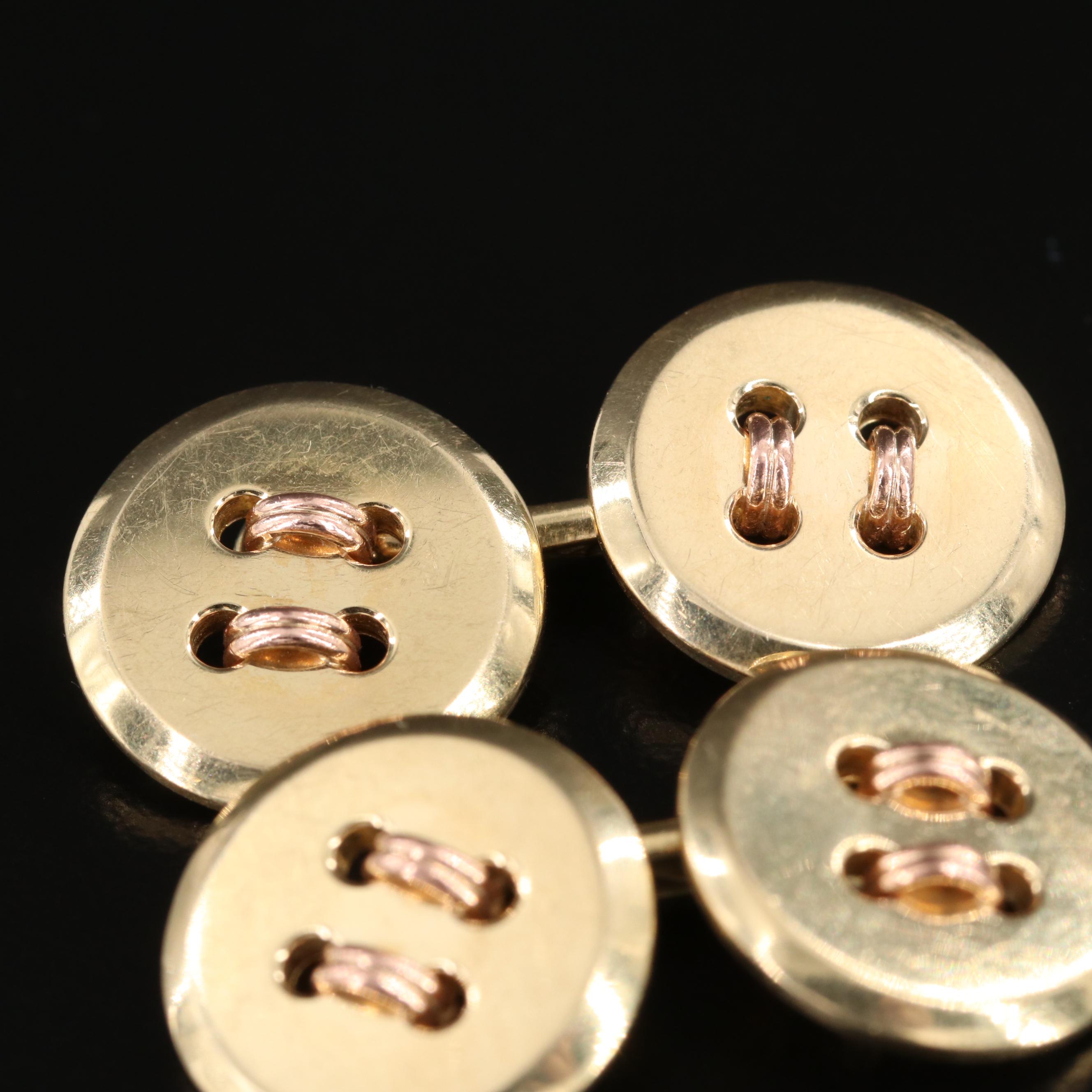 Cartier 14K Double Sided Button Cufflinks