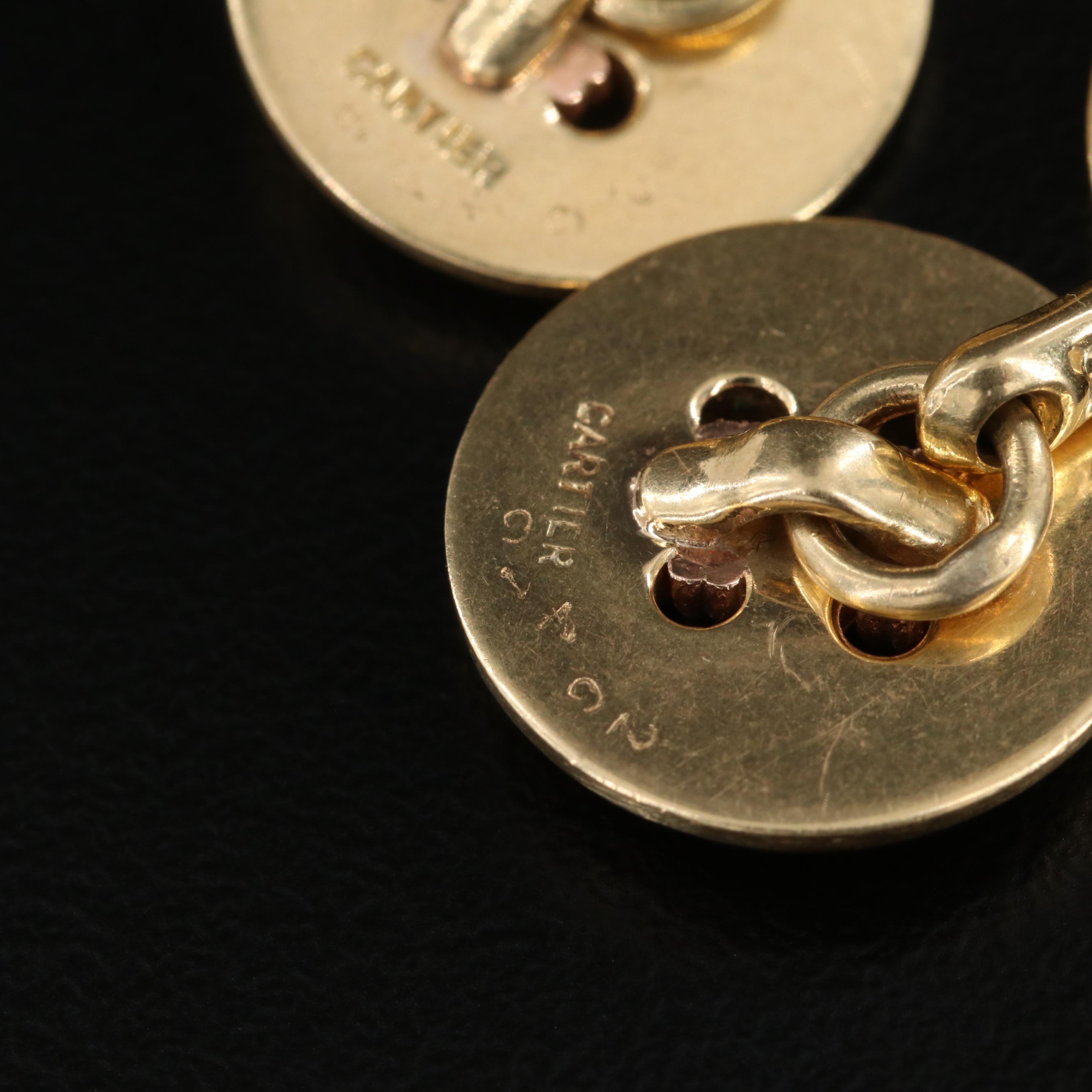Cartier 14K Double Sided Button Cufflinks