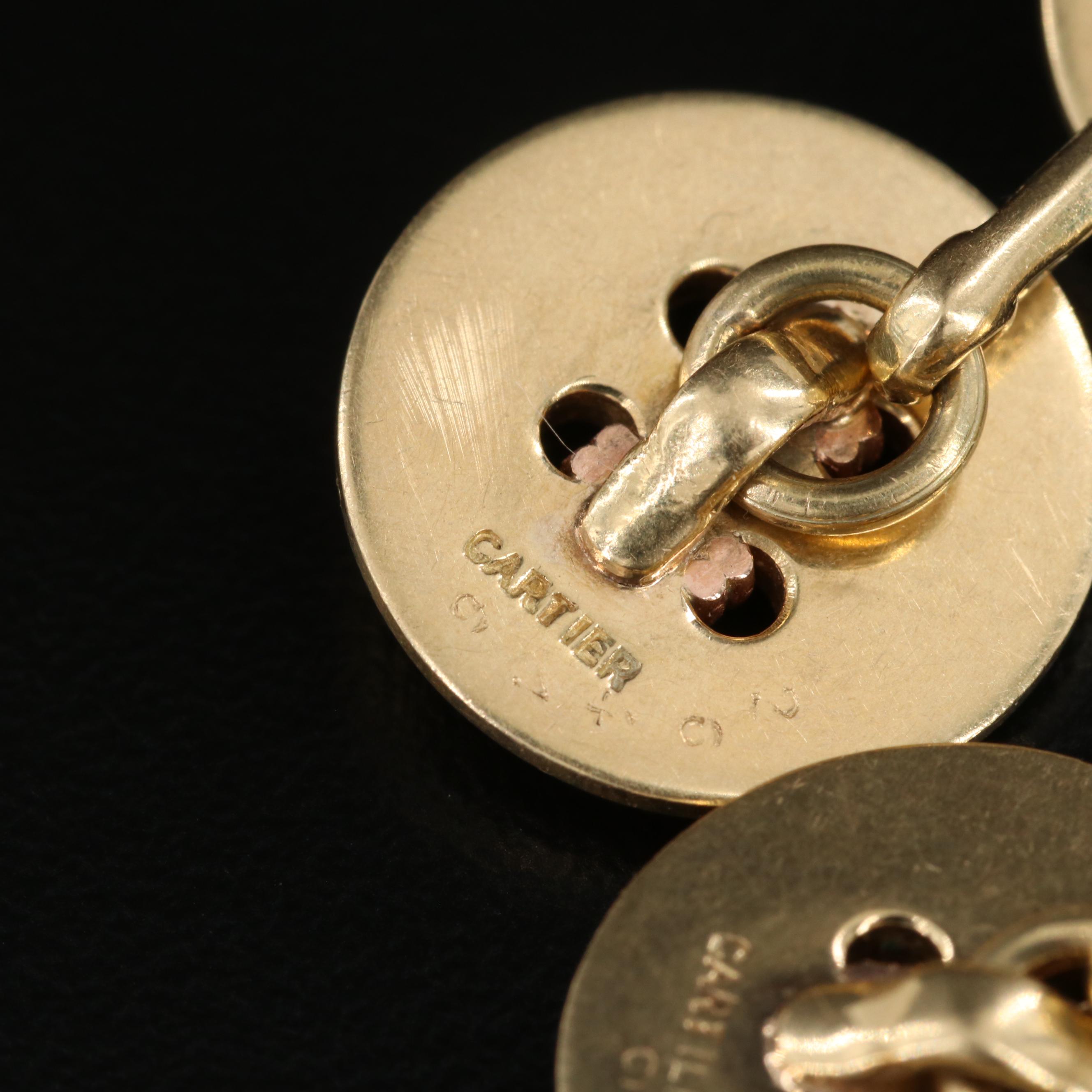 Cartier 14K Double Sided Button Cufflinks