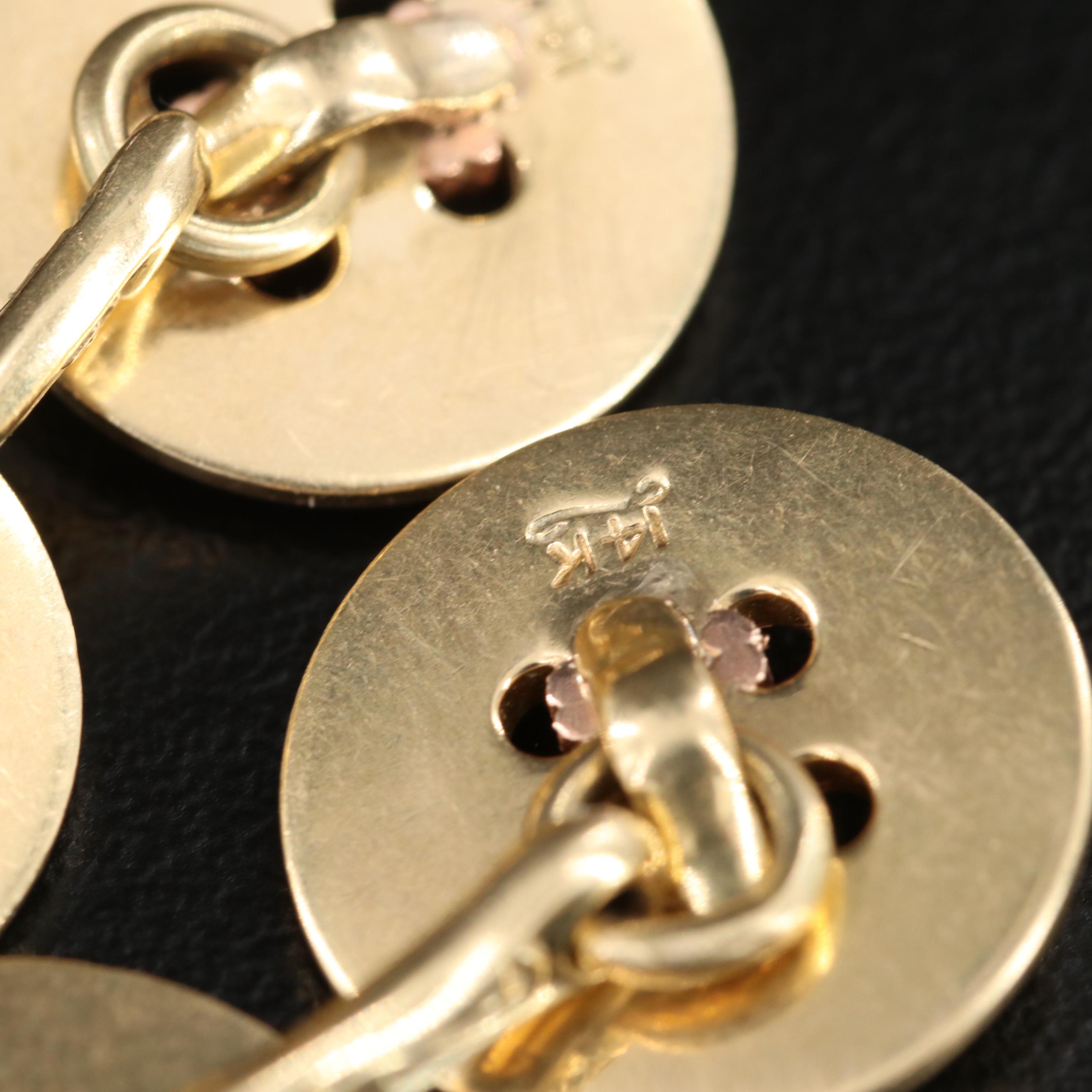 Cartier 14K Double Sided Button Cufflinks