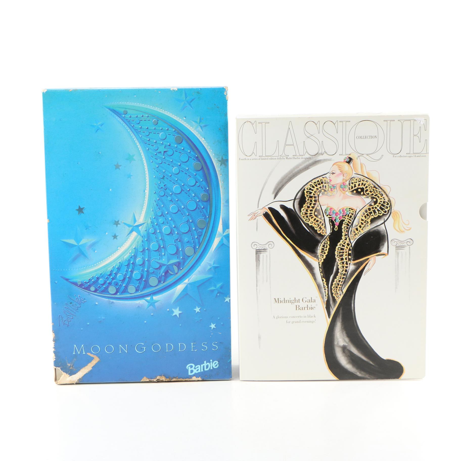 Classique "Midnight Gala Barbie" with Bob Mackie "Moon Goddess Barbie"