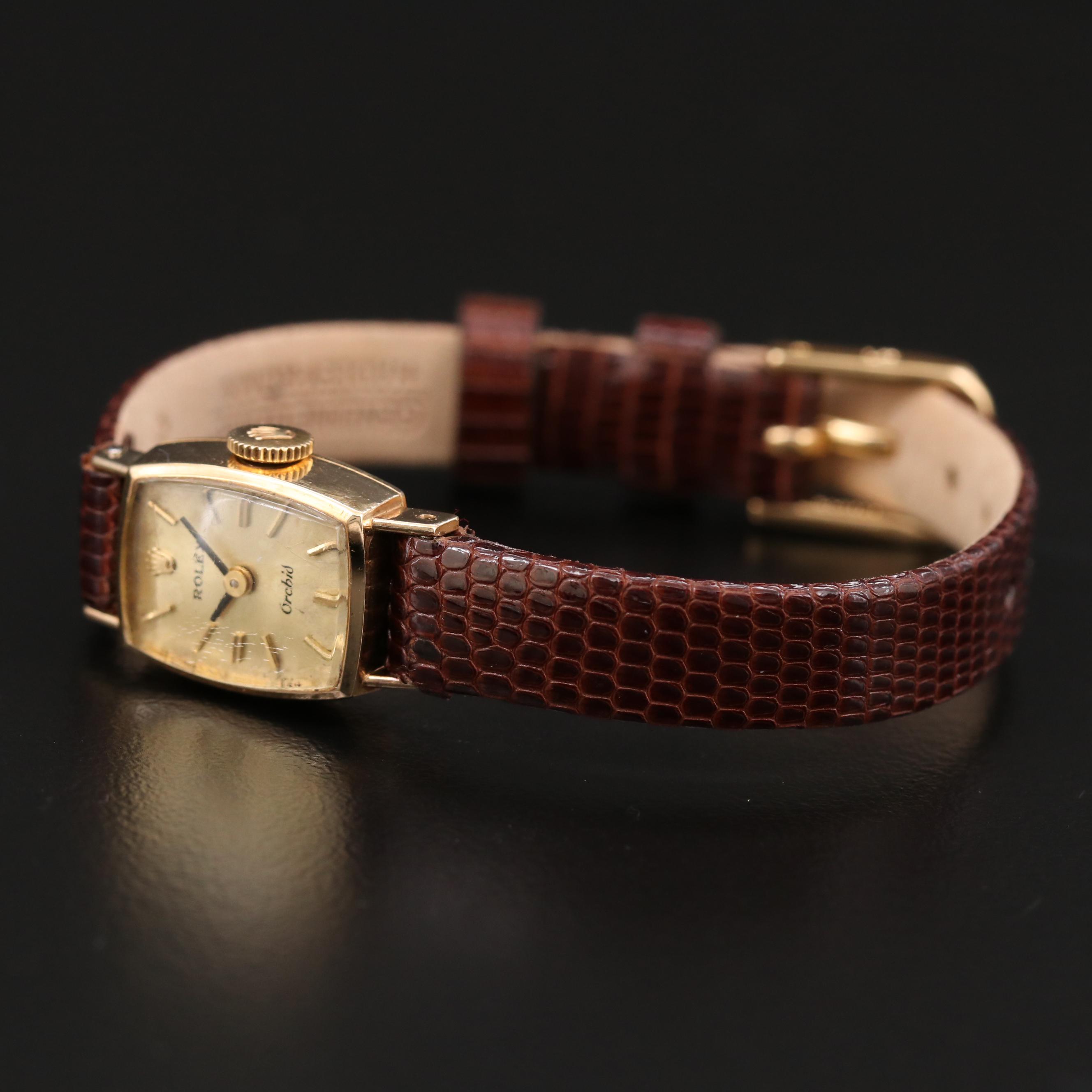 Vintage Rolex Orchid 18K Gold Stem Wind Watch