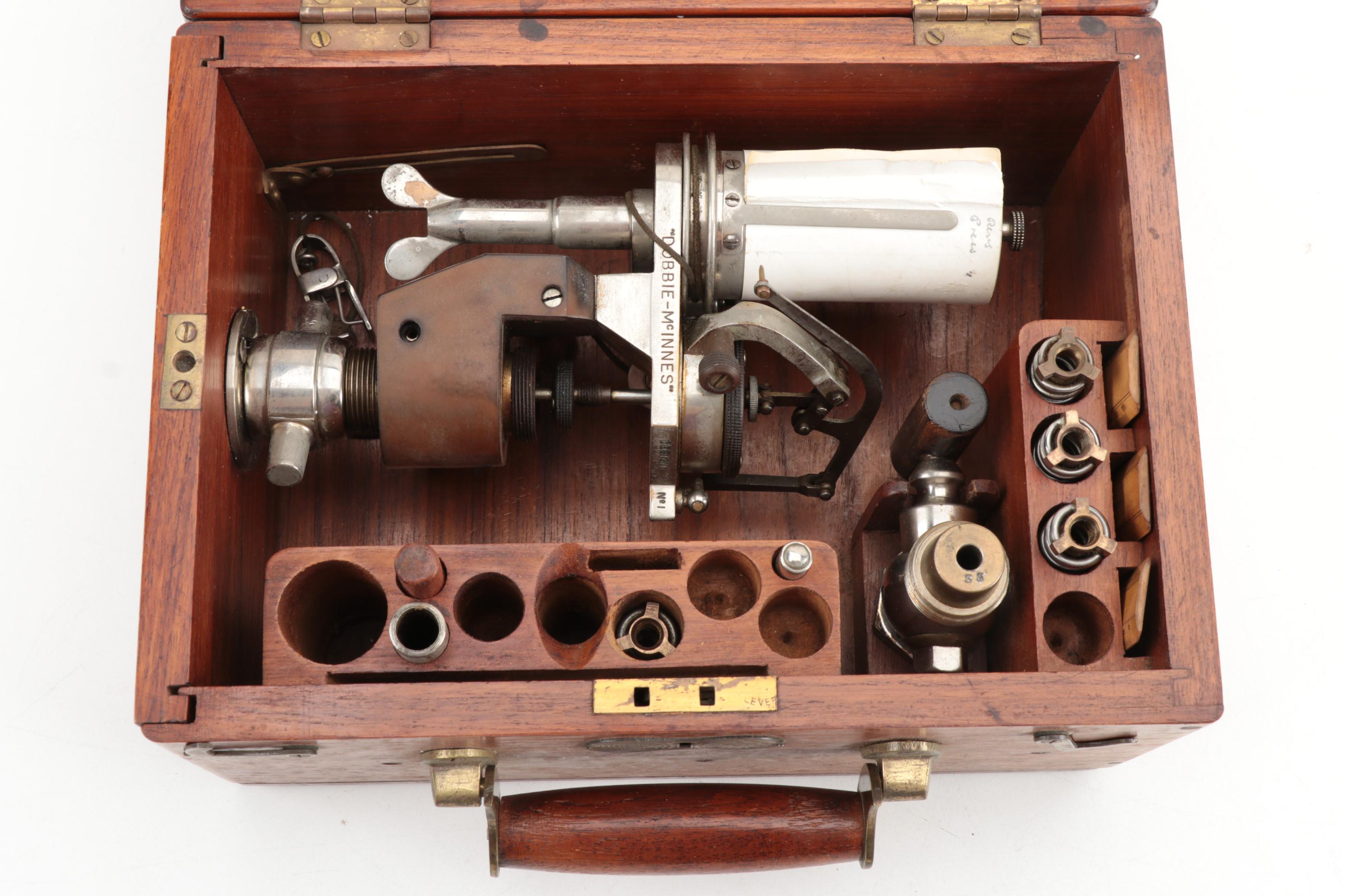 Dobbie-McInnes Engine Indicators For Large Steam Instruments in Wood Case, 1920s
