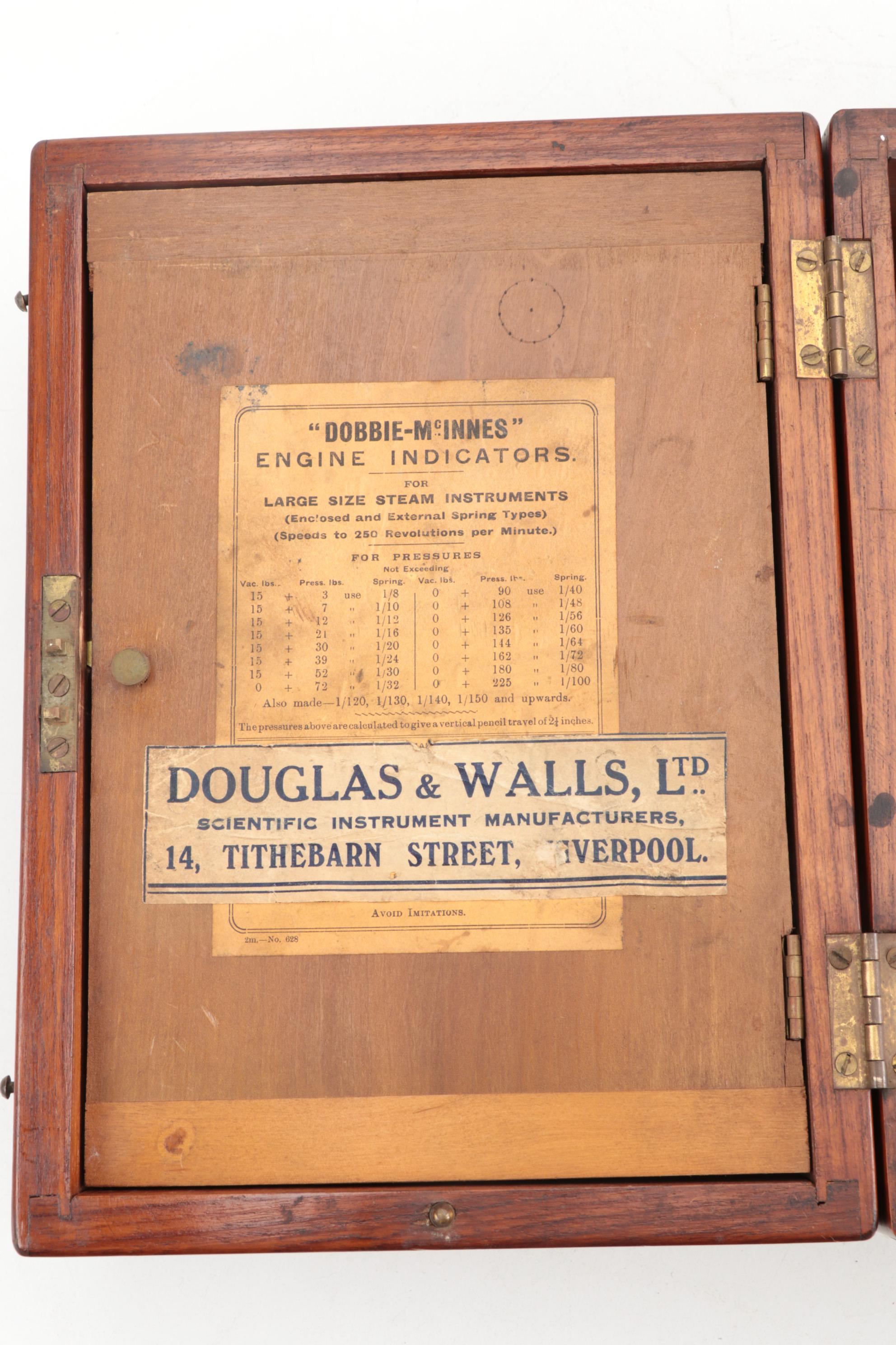Dobbie-McInnes Engine Indicators For Large Steam Instruments in Wood Case, 1920s