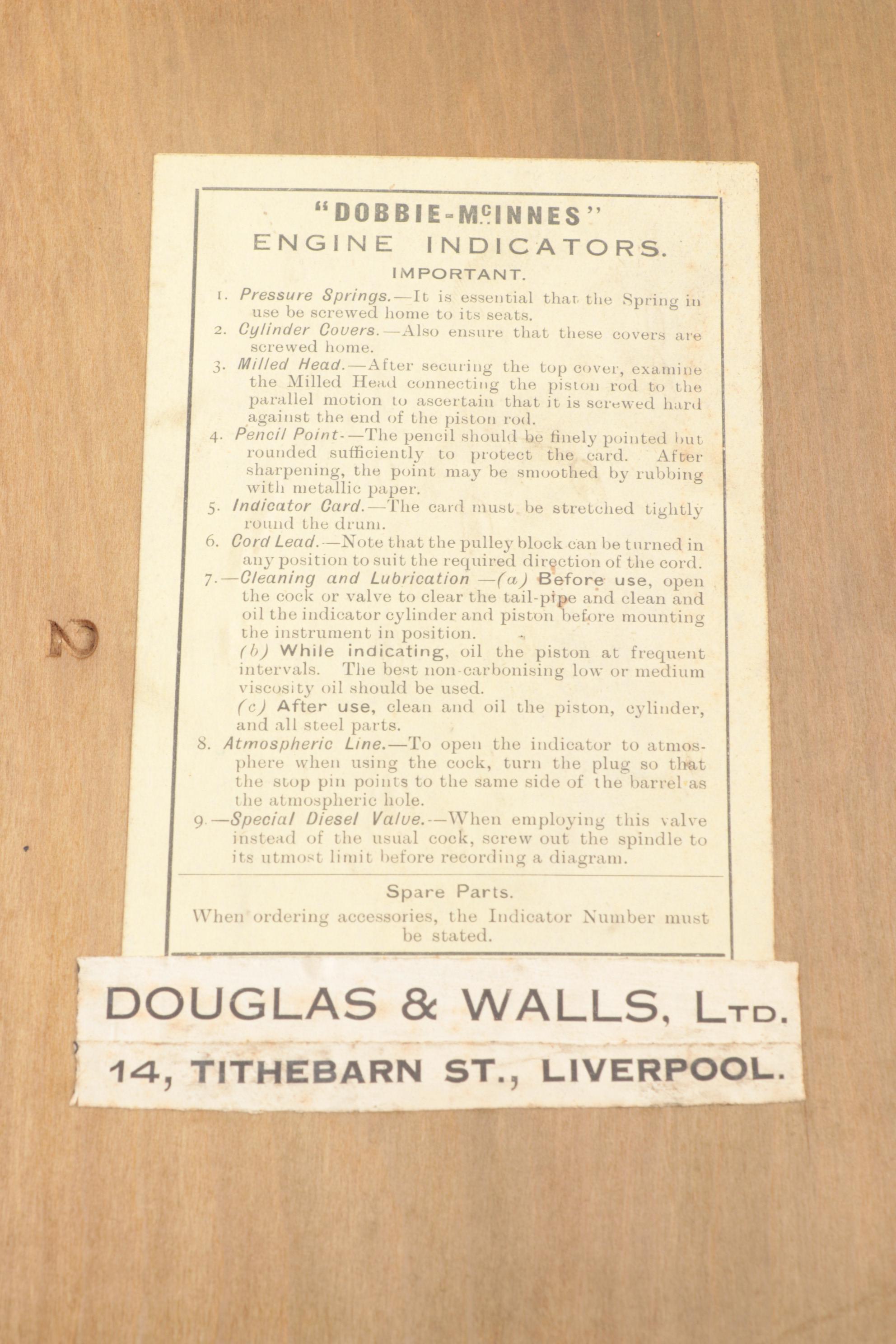 Dobbie-McInnes Engine Indicators For Large Steam Instruments in Wood Case, 1920s