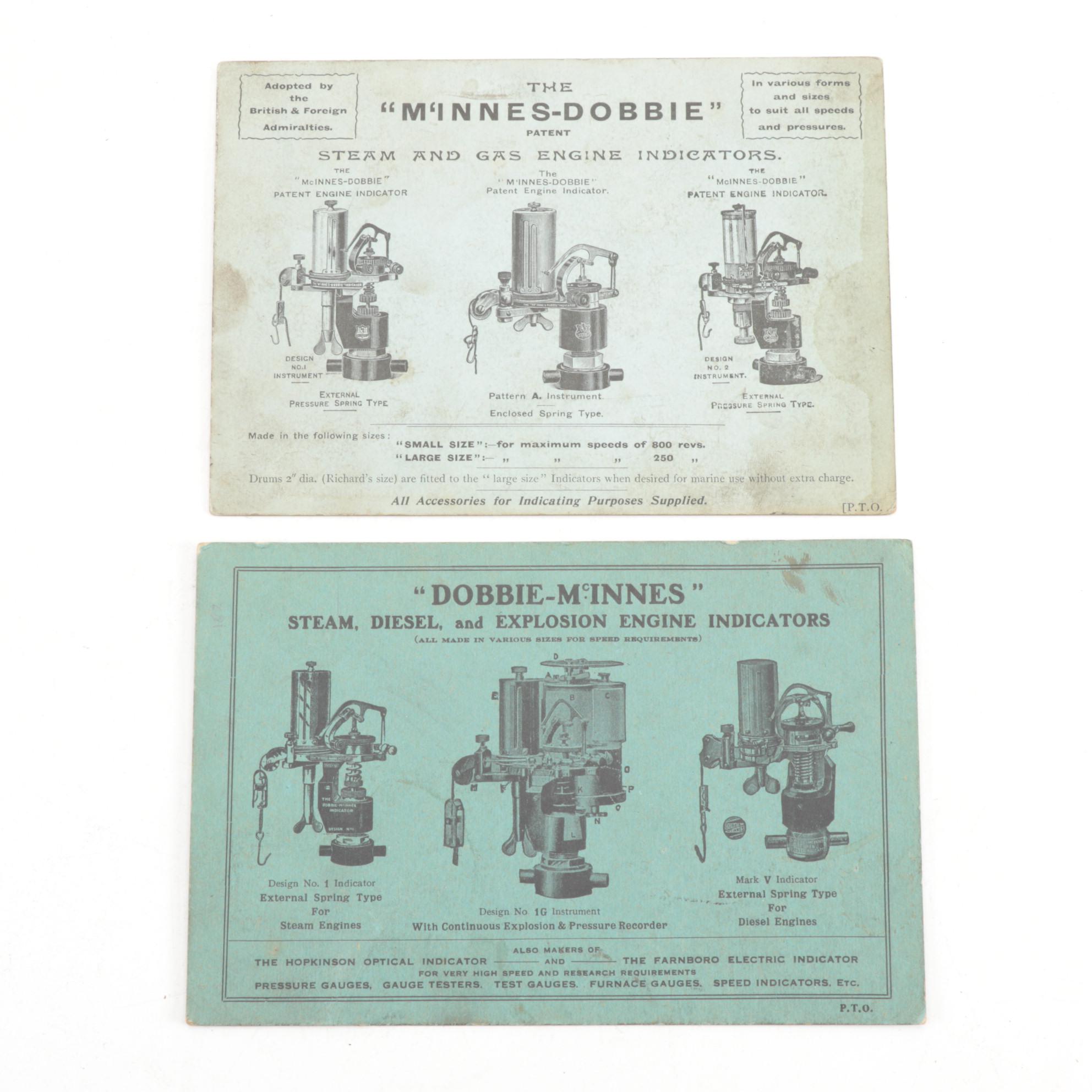 Dobbie-McInnes Engine Indicators For Large Steam Instruments in Wood Case, 1920s