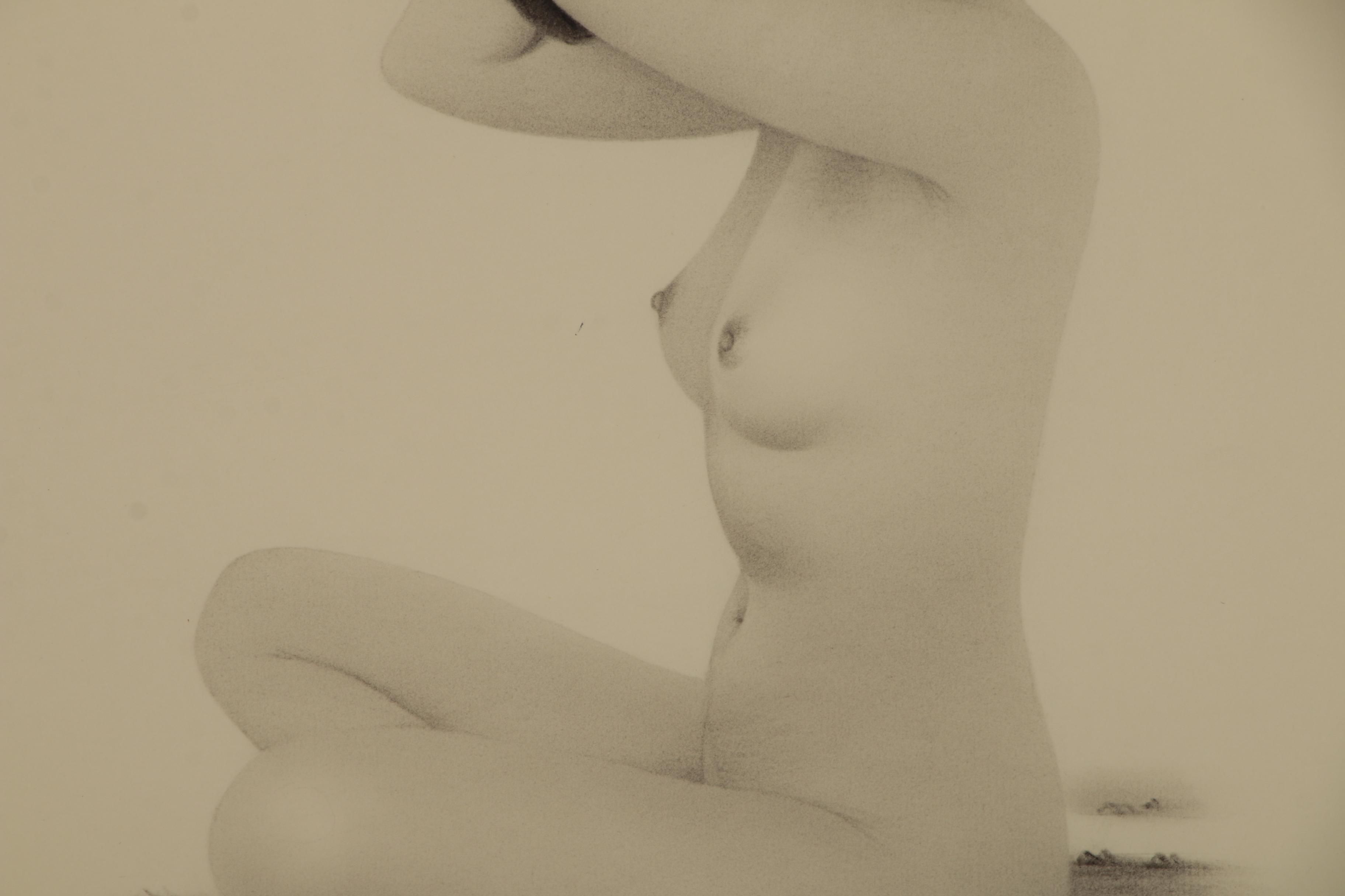 Charcoal Figure Drawing of Seated Female Nude