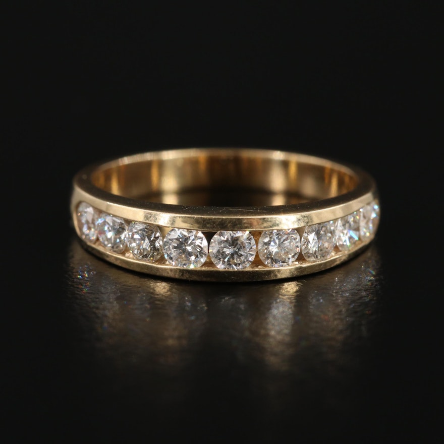 14K Yellow Gold Diamond Channel Ring