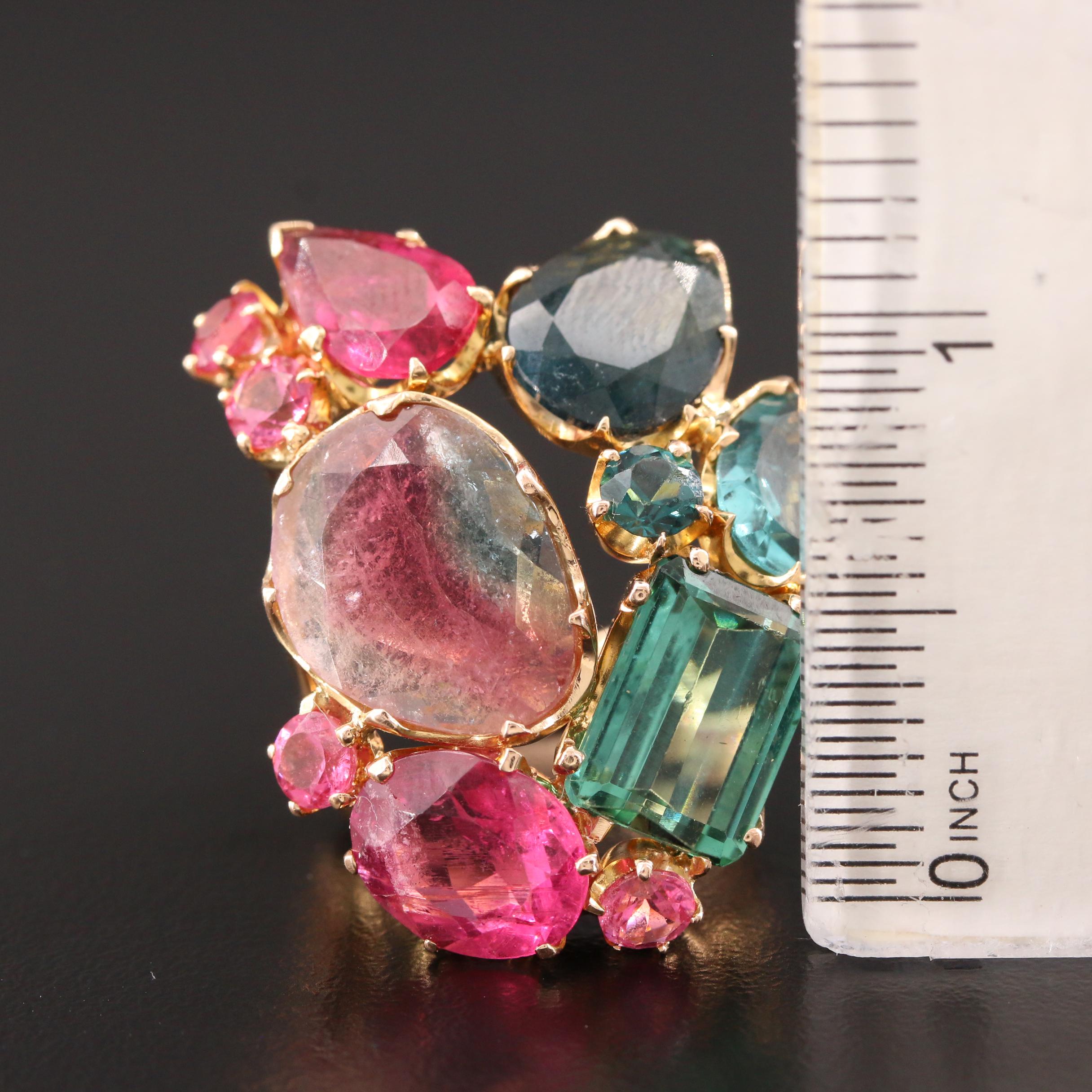 Federica Rettore 18K Tourmaline Ring with 3.34 CT and 3.68 CT Stones