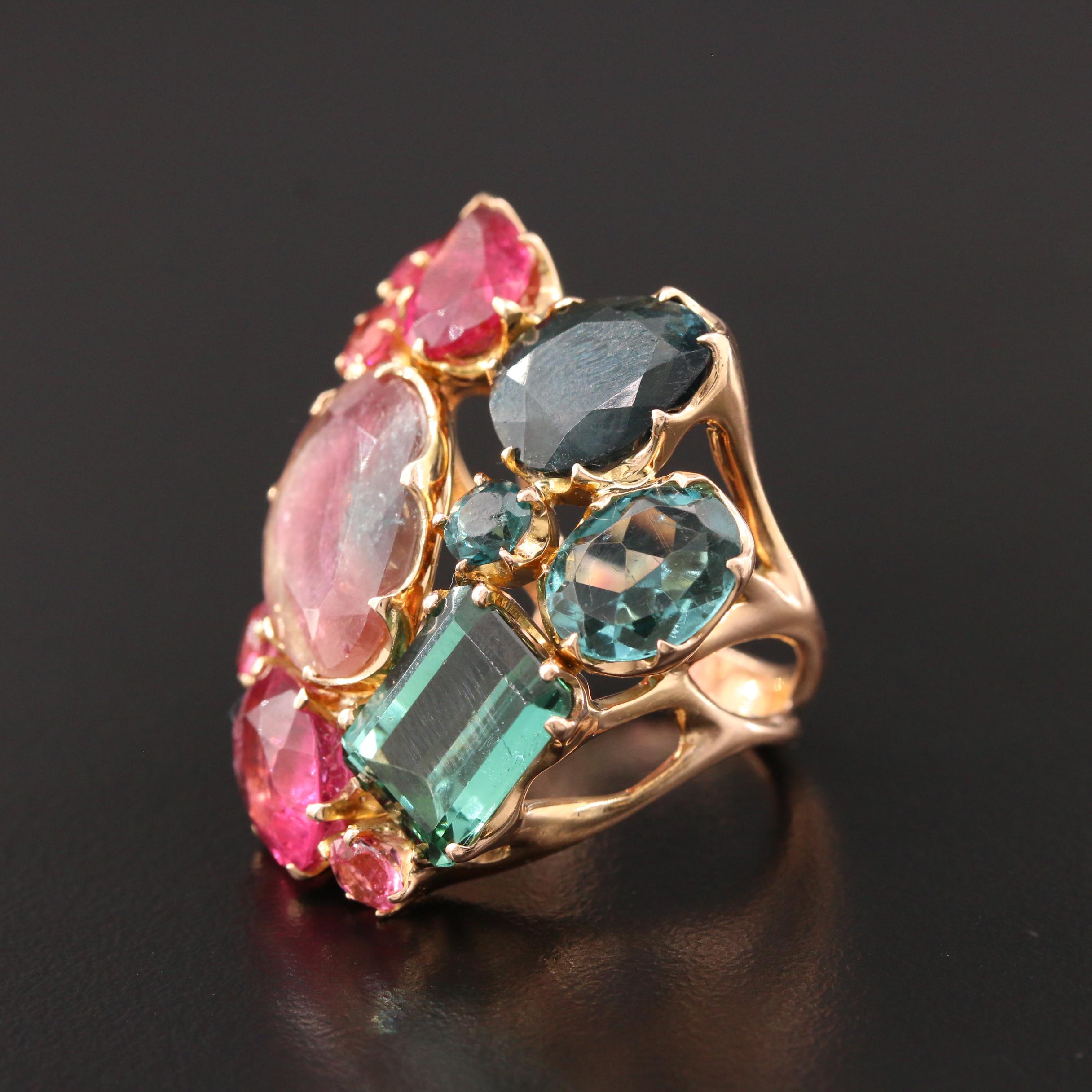 Federica Rettore 18K Tourmaline Ring with 3.34 CT and 3.68 CT Stones