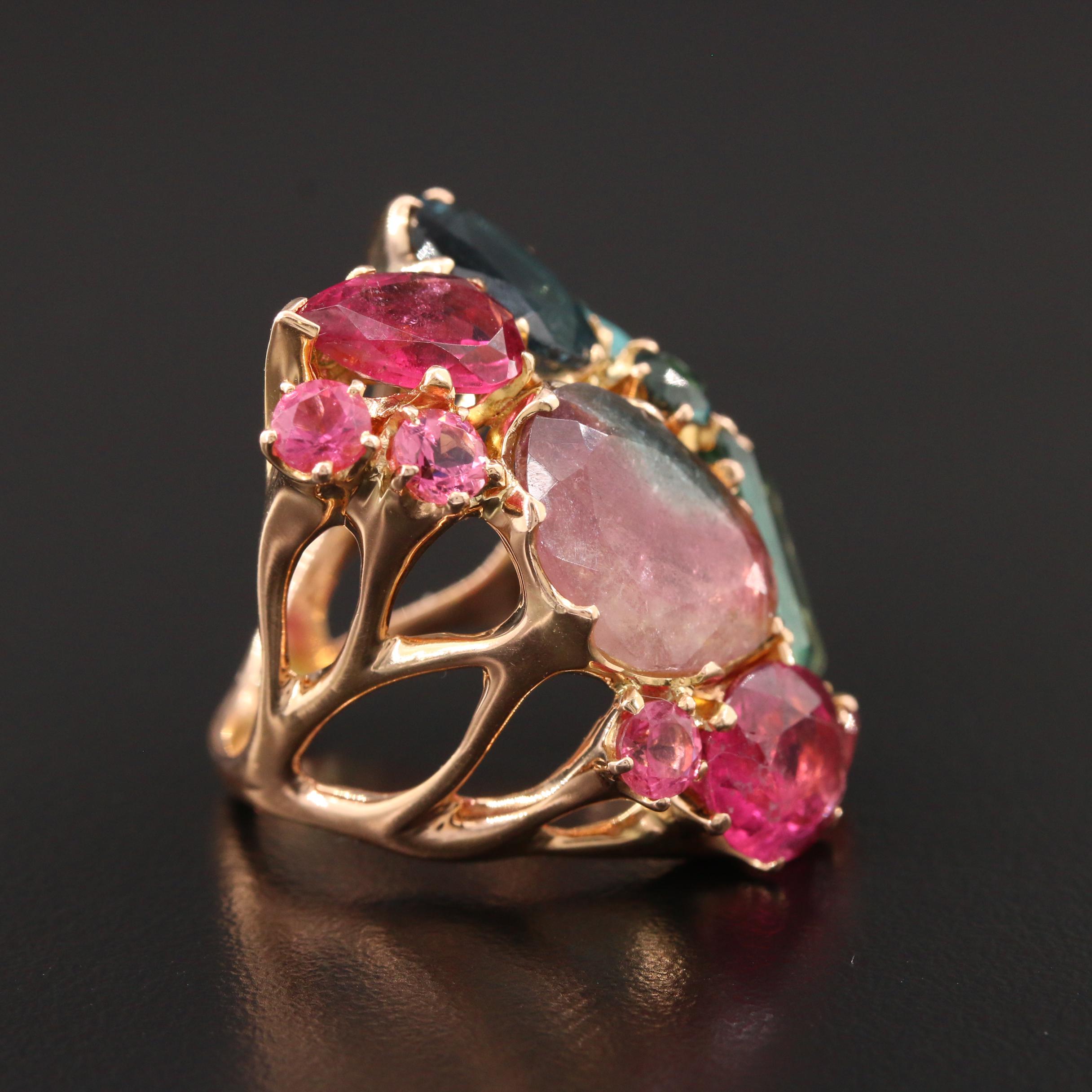 Federica Rettore 18K Tourmaline Ring with 3.34 CT and 3.68 CT Stones