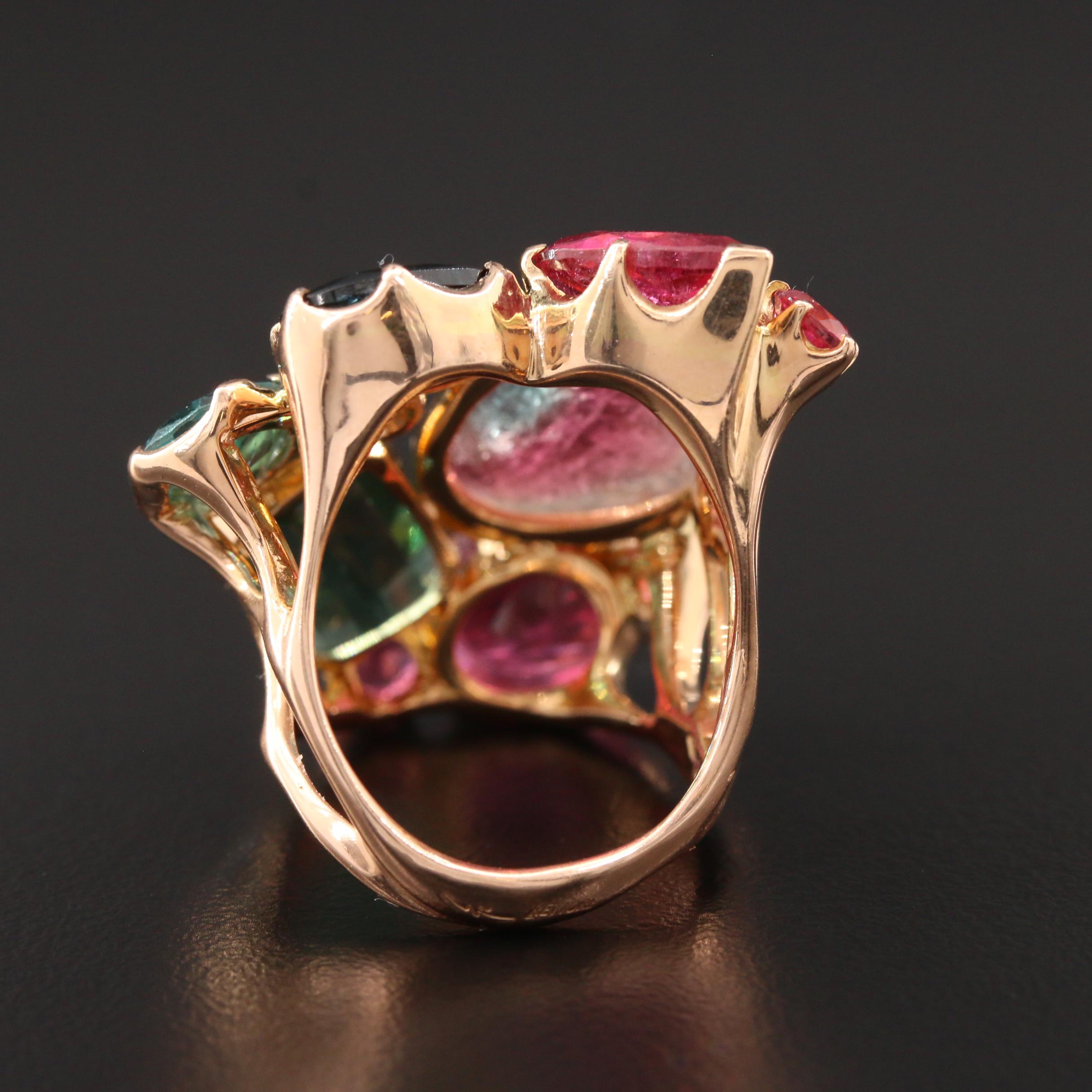Federica Rettore 18K Tourmaline Ring with 3.34 CT and 3.68 CT Stones