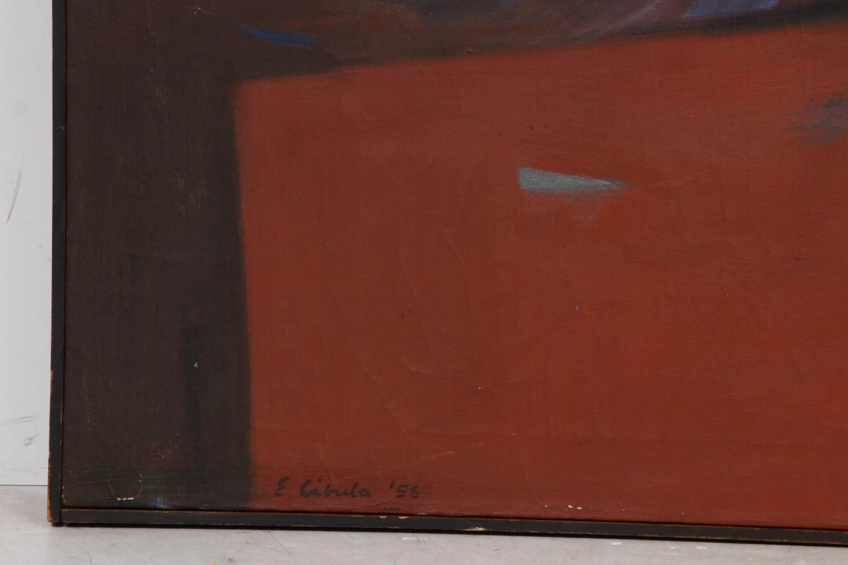 Ellen Cibula Abstract Oil Painting, 1958