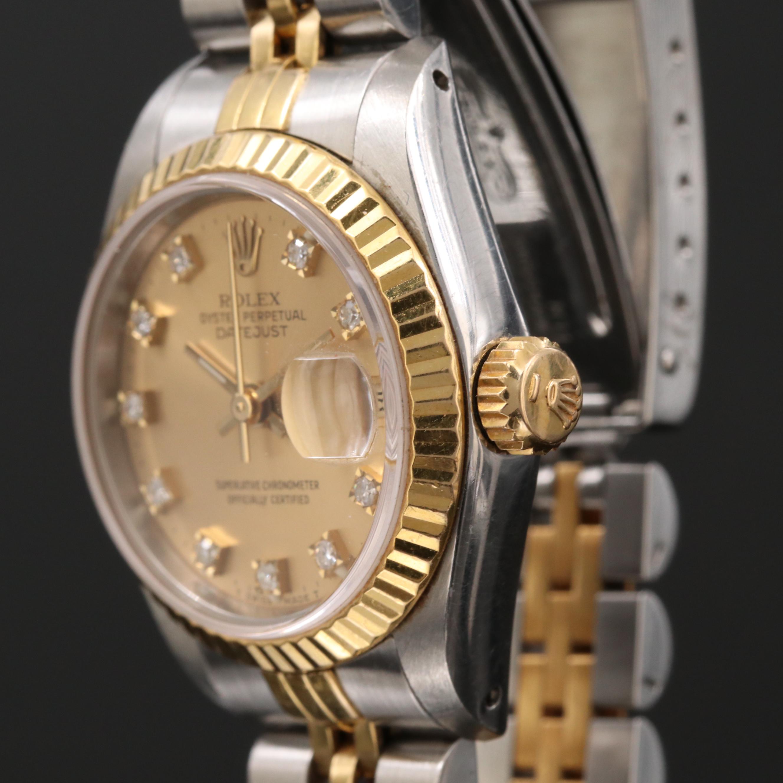 Rolex Datejust Stainless Steel and 18K Gold Diamond Automatic Watch, 1986