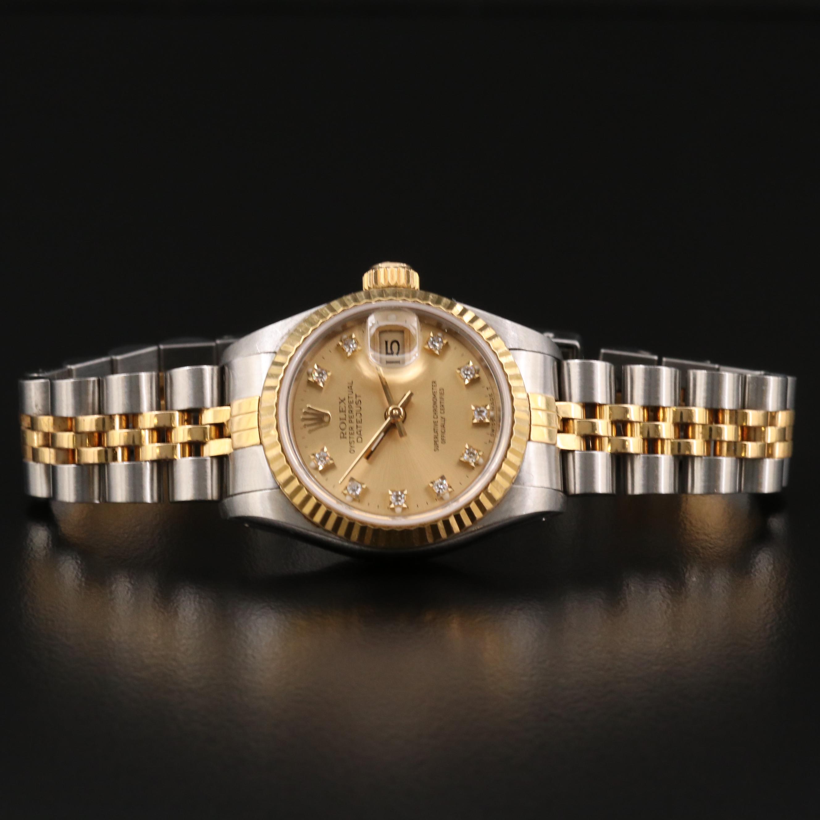 Rolex Datejust Stainless Steel and 18K Gold Diamond Automatic Watch, 1986